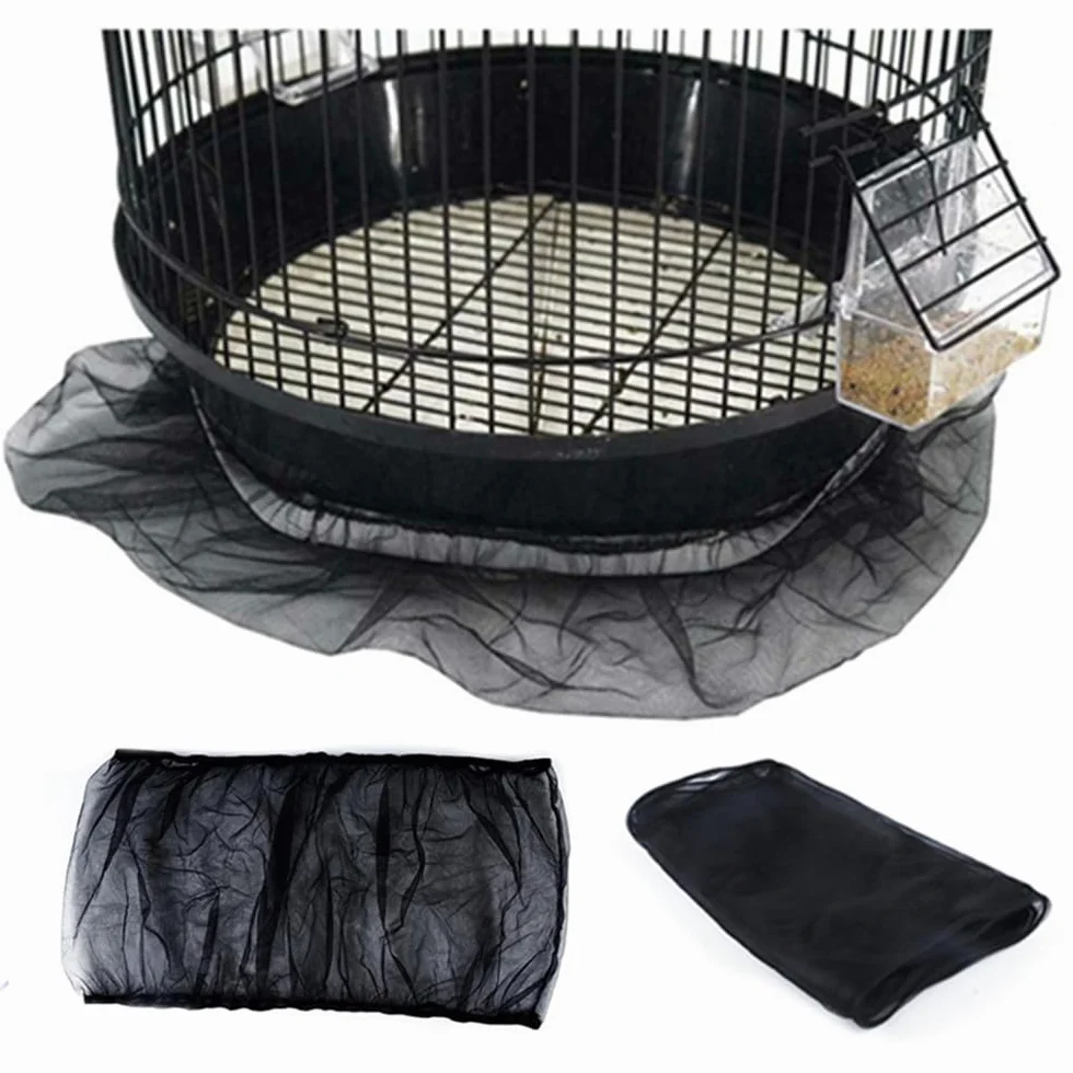 2 Pcs Gonna Gabbia per Uccelli, Copertura per Gabbia per Uccelli, Rete Gabbia Uccelli, Estensibili Copri Rete Gabbia Pappagallini Per Gabbie Circonferenza di 140-220 cm (Nero,Bianco)