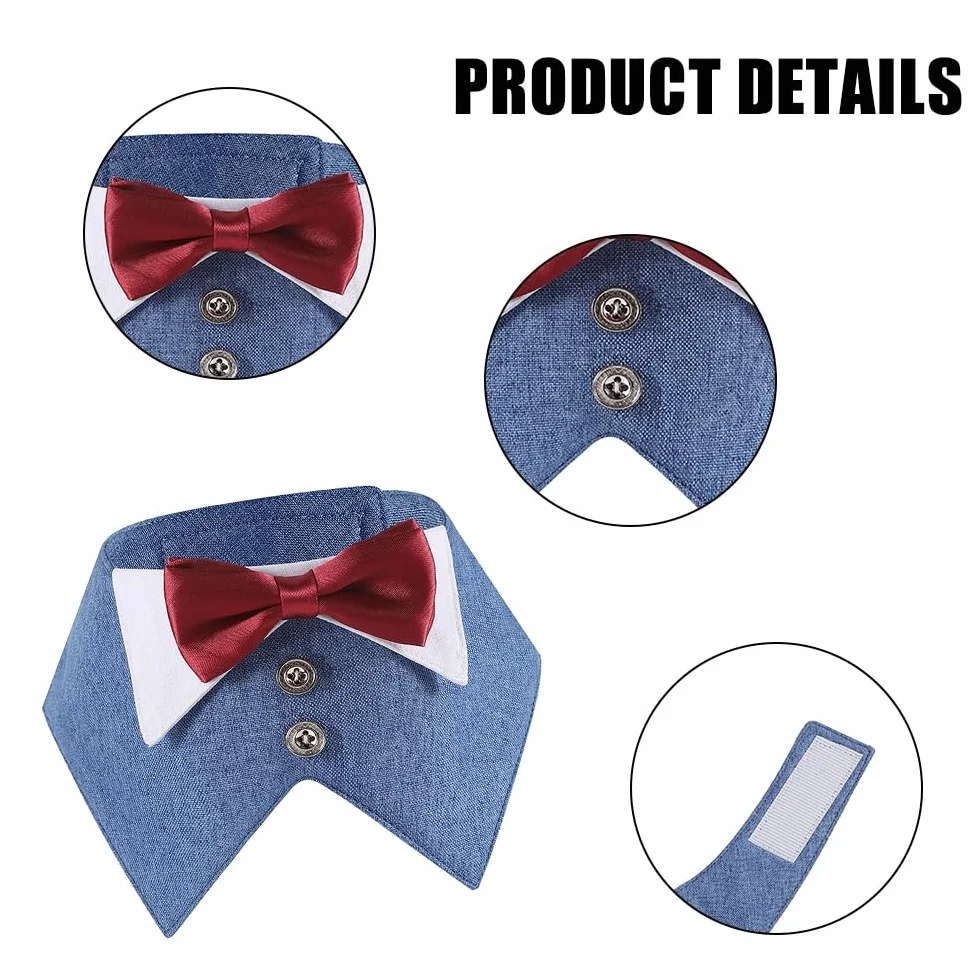 Bandana da Smoking per Cani, Collare Formale con Papillon Rosso per Cane Piccola Media Grande Festa Natale Cosplay Matrimonio