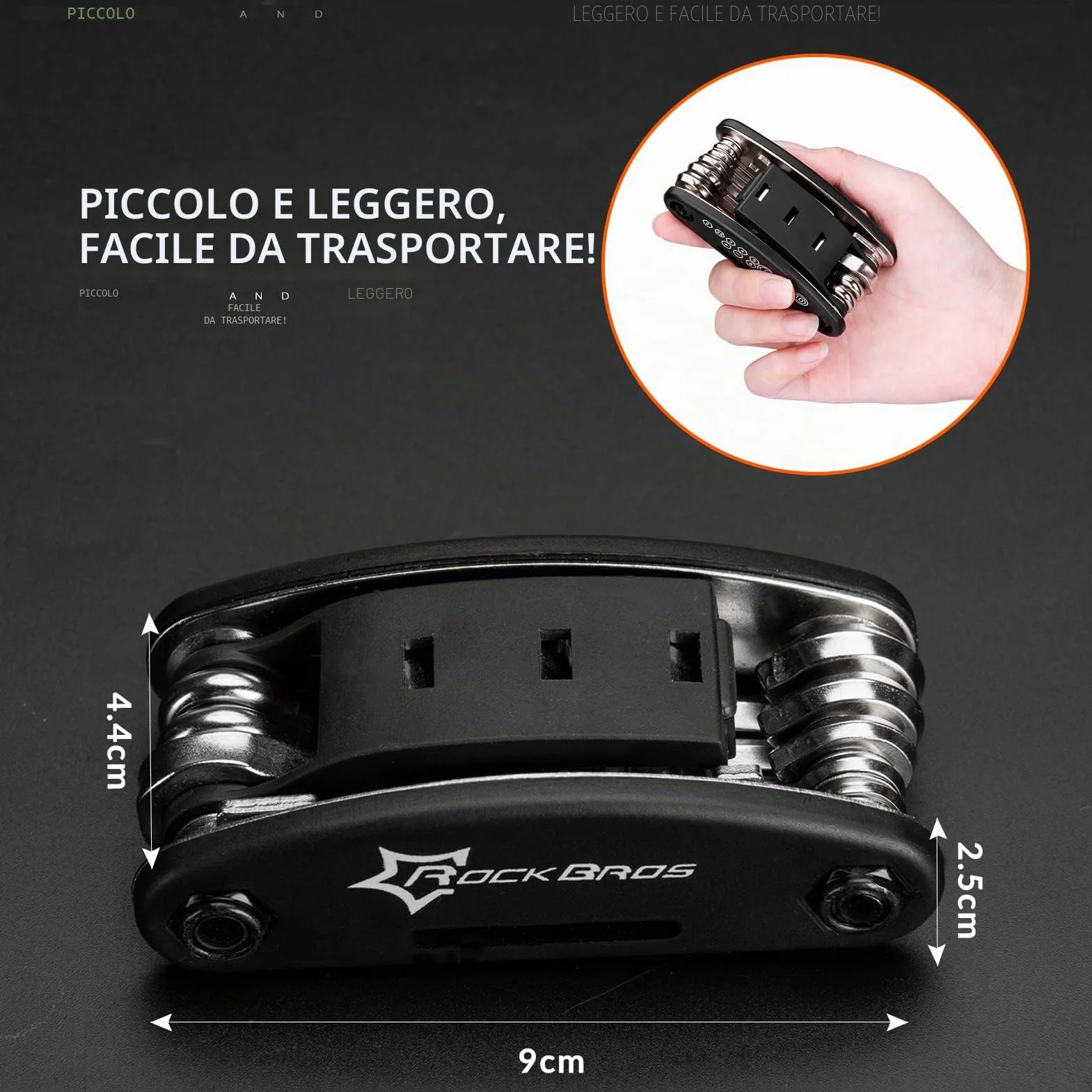 ROCKBROS Kit Riparazioni Attrezzi 16 in 1 per Bicicletta Multiutensili Manutenzione Multifunzionale Pieghevole in Acciaio