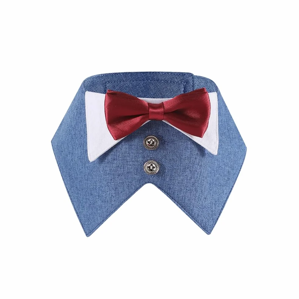 Bandana da Smoking per Cani, Collare Formale con Papillon Rosso per Cane di Piccola Media e Grande per Festa di Natale, Cosplay Matrimonio Compleanno Fidanzamento