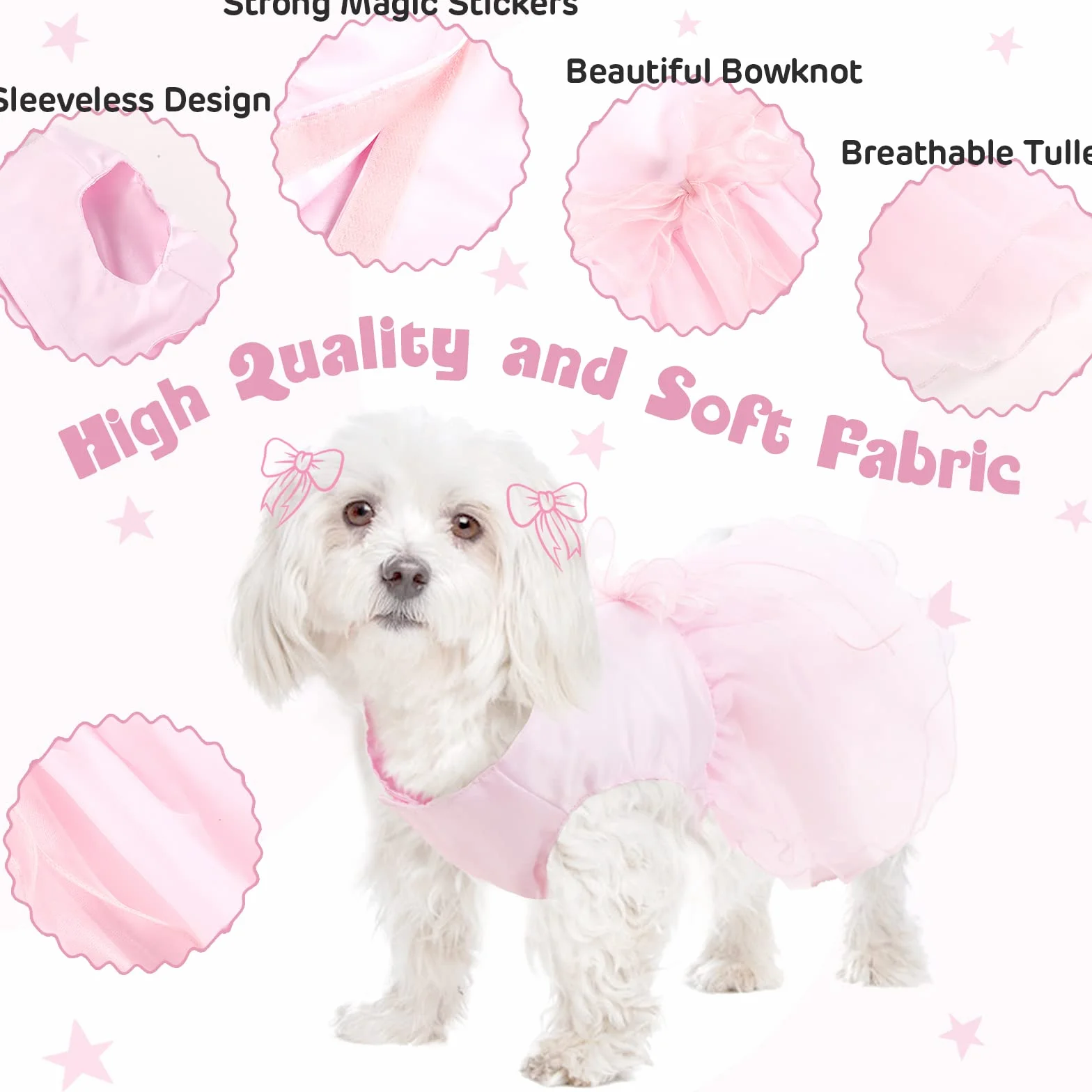 Vestito Lusso Principessa Per Cane - Gonna Abiti Estate Cucciolo Costumi Nozze Da Sera Con Fiocco Per Ragazza Piccolo (S, Rosa)