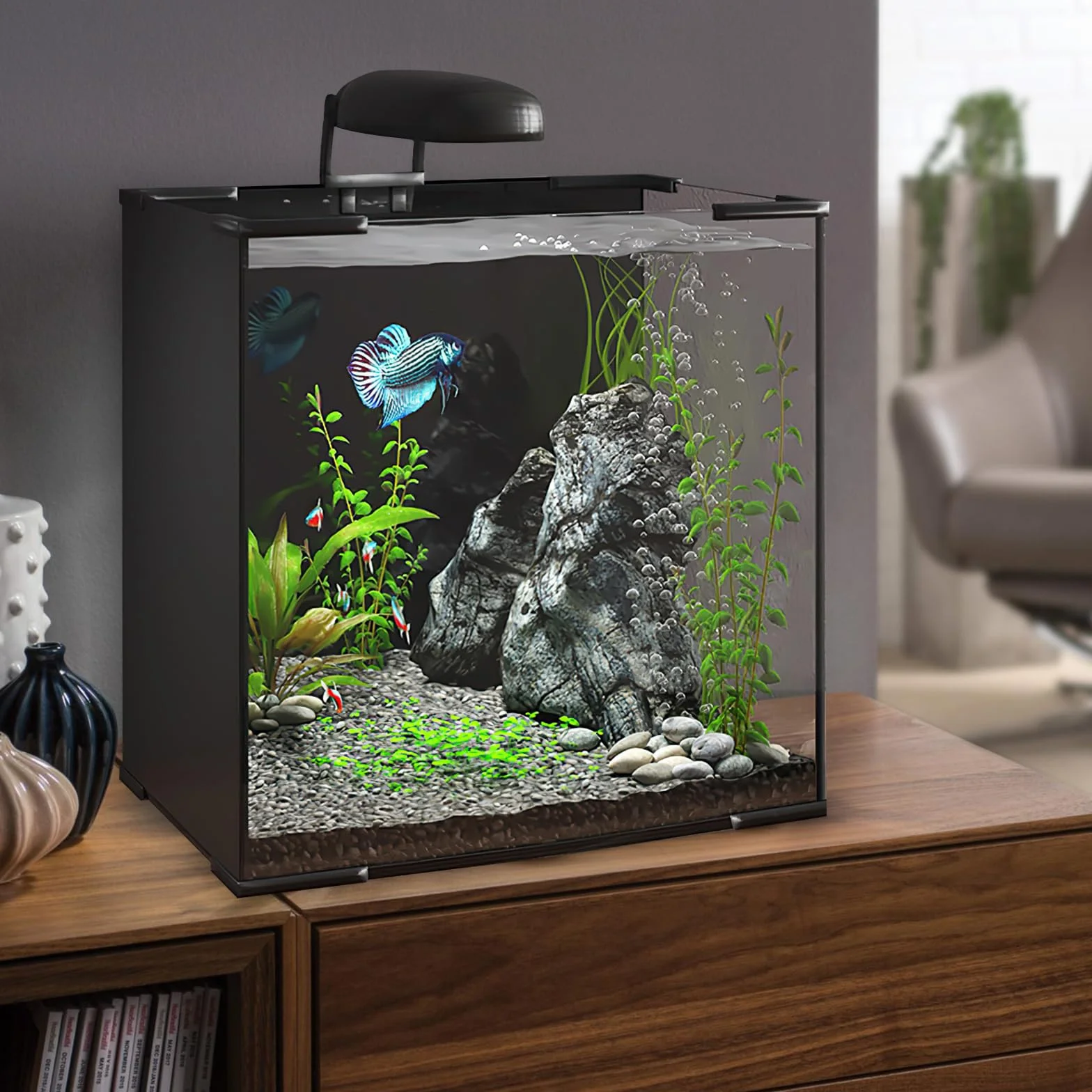 Pellicola Adesiva Statica per Sfondo Acquario, Parete Posteriore Nera 50x200 cm