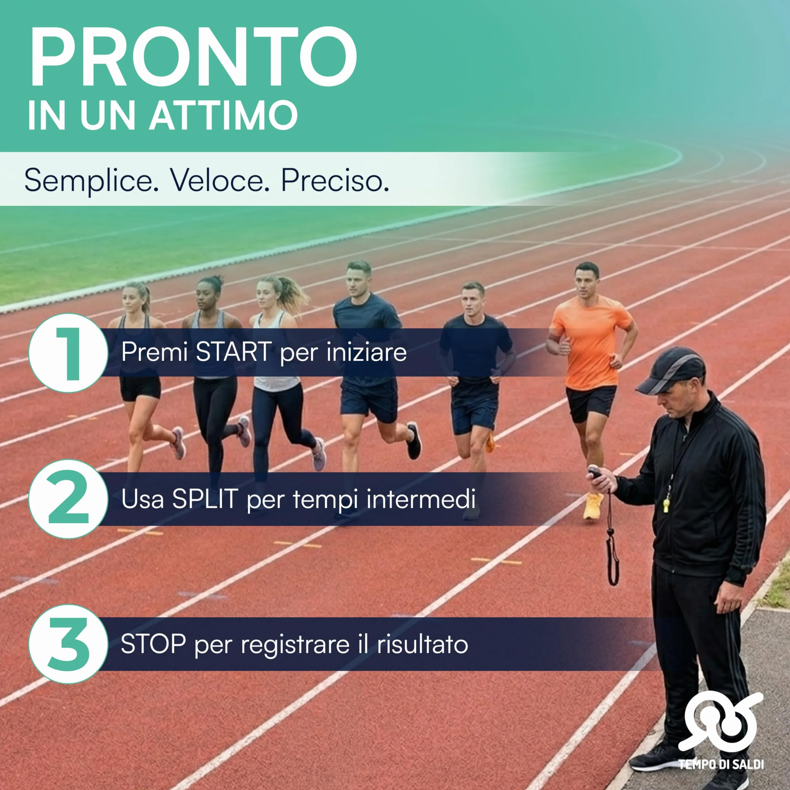 Tempo di Saldi Cronometro Sportivo con Timer Digitale Multifunzione - Orologio e Sveglia per Corsa, Palestra, Allenatore Calcio e Nuoto, Cronometro da Collo Ergonomico