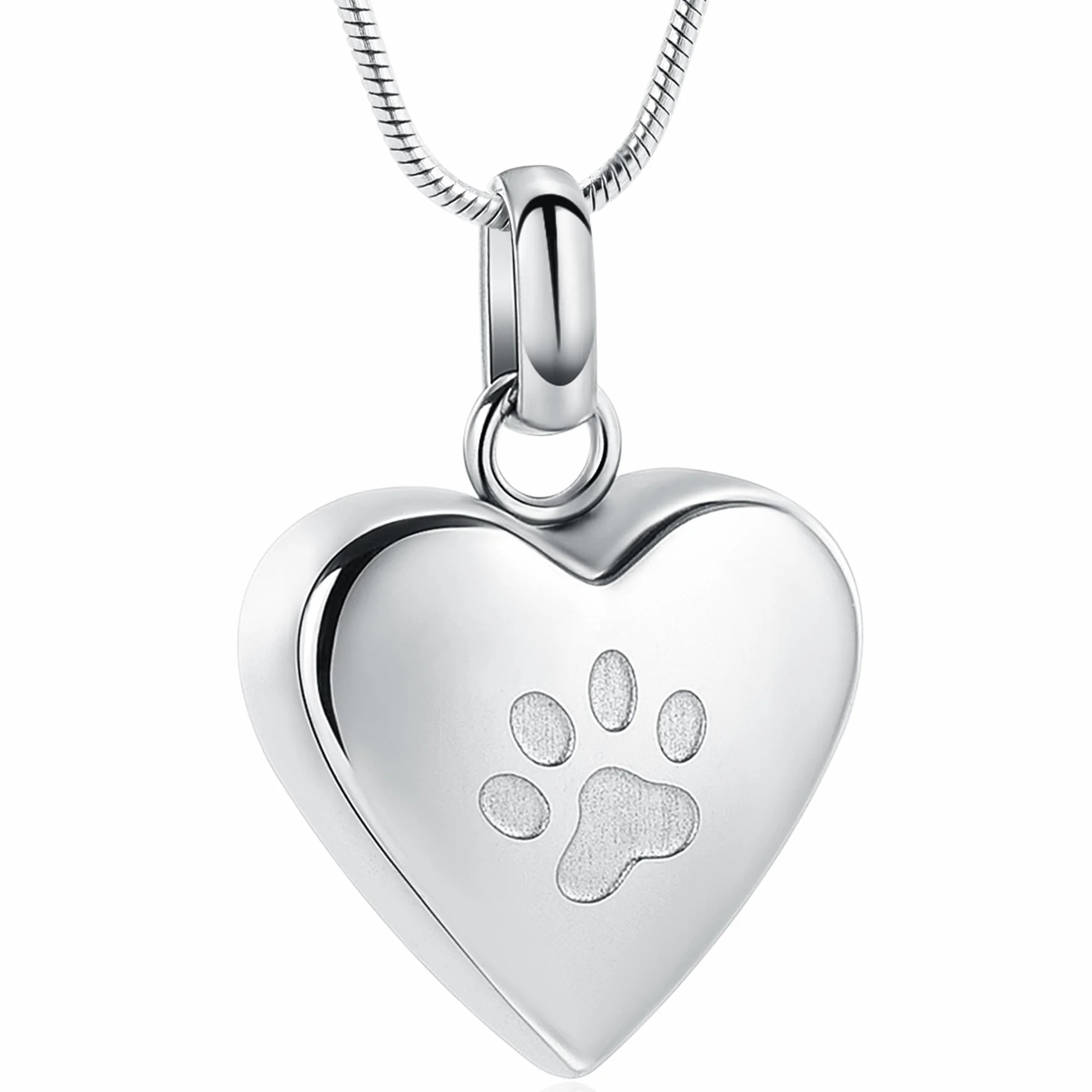 Collana con urna a forma di cuore per ceneri per cani con stampa di zampa di cane, per gioielli commemorativi per animali domestici