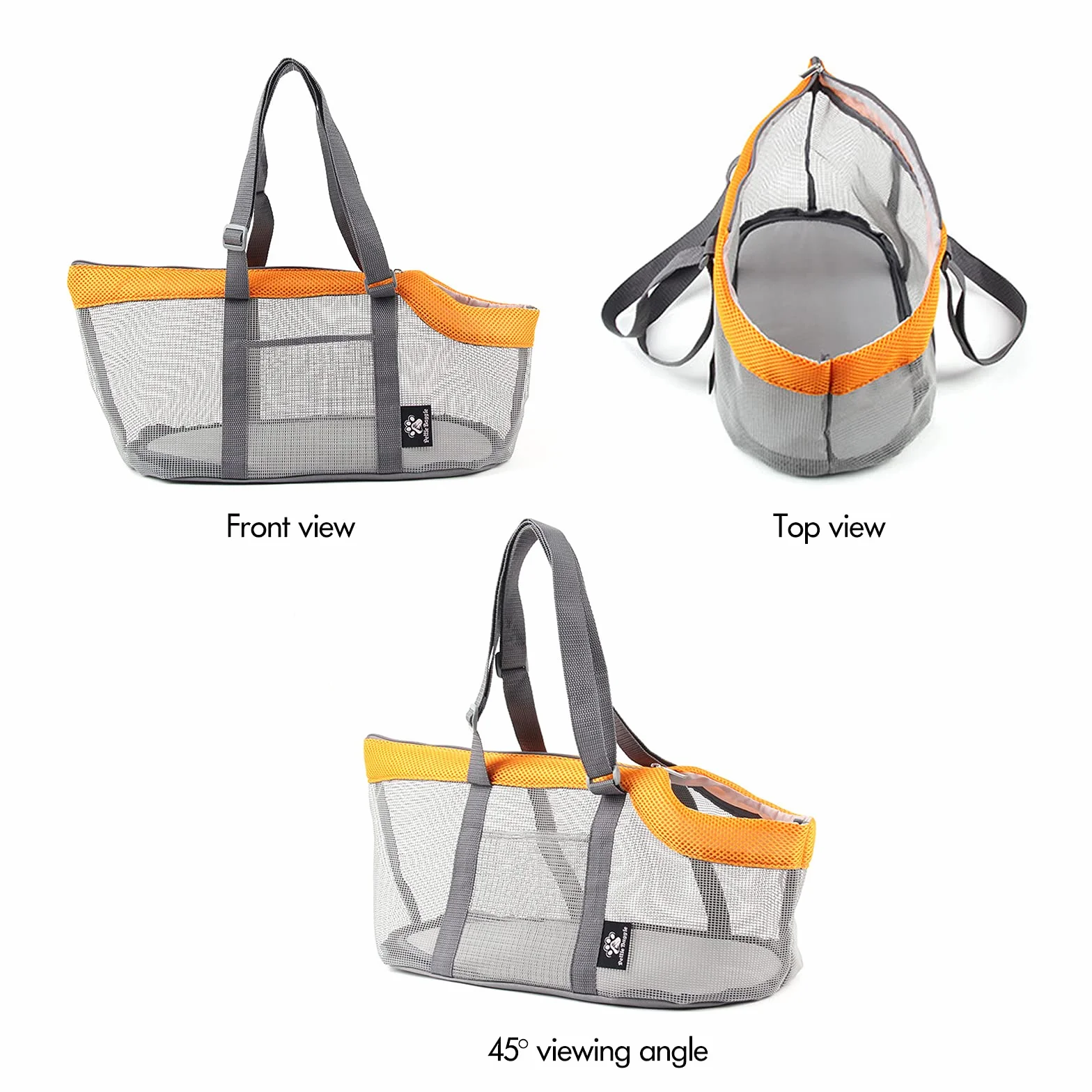 PETCUTE Borsa da Trasporto per Gatti e Cani Piccoli,Traspirante e Pieghevole, Borsa a Tracolla per Cani con Tappetini Rimovibili,Tracolla Regolabile,Fino a 4 kg,per Viaggi Campeggio,Arancia
