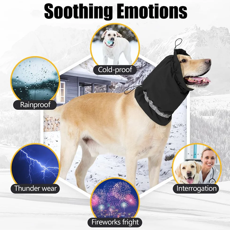 Paraorecchie per Cane Impermeabili con Strisce Riflettenti, Cuffie Antirumore per Cani Alleviare Ansia
