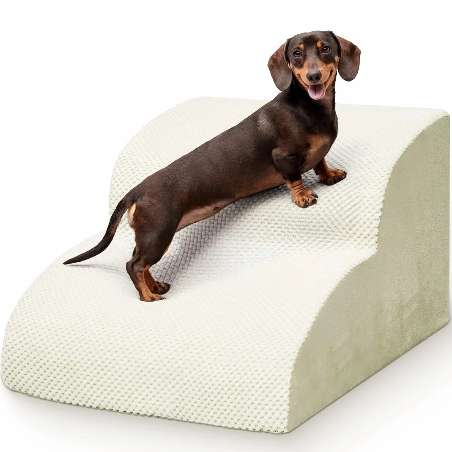 Scala per Cani e Gatti Piccoli 2 Gradini 30 cm Schiuma 30D Antiscivolo Fodera Lavabile Beige