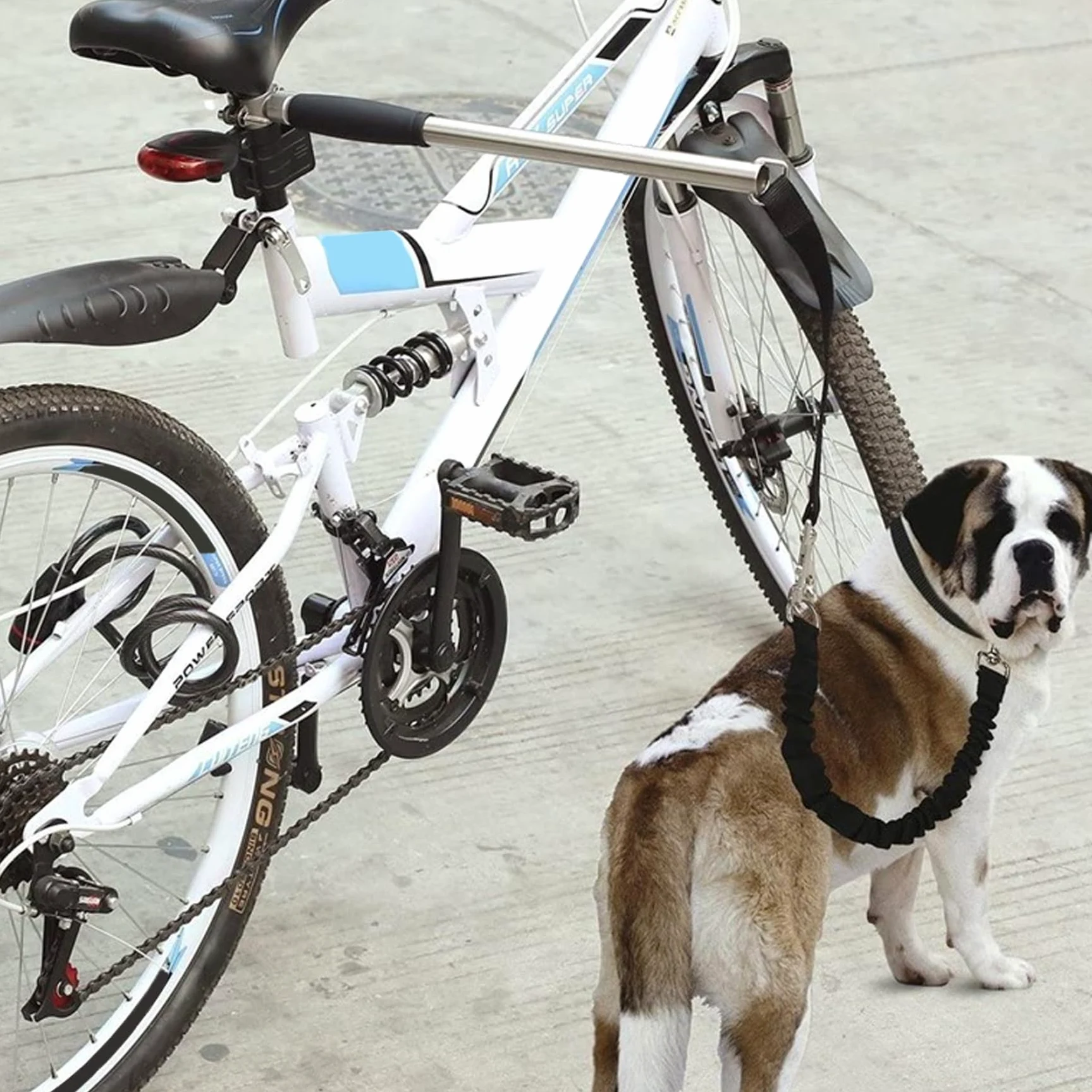 Guinzaglio per cani da bici Attacco per bici per cani resistente a mani libere con guinzaglio retrattile per esercizi a