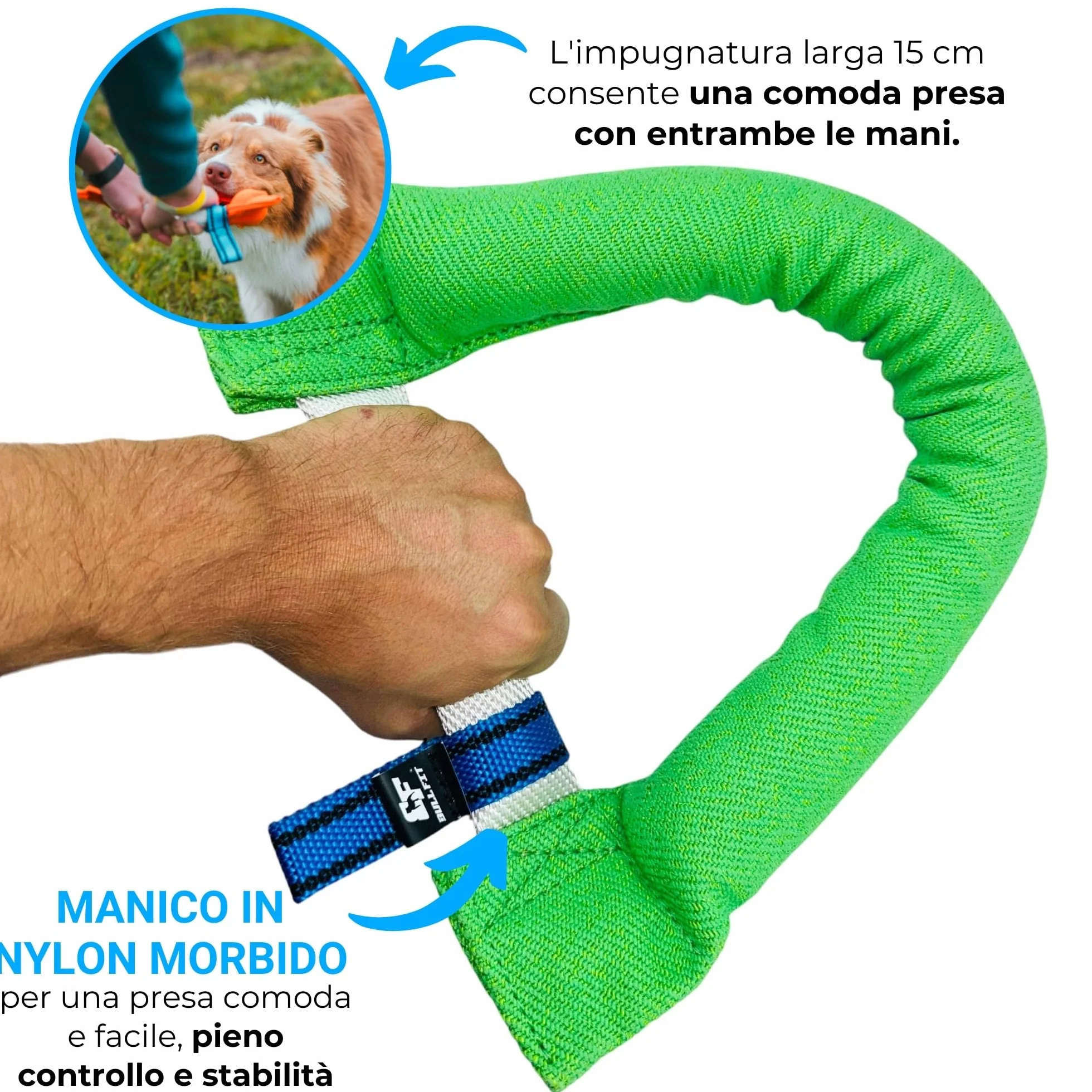 Bull Fit Manicotto per Cani a Ferro di Cavallo 30 cm, Salsicciotto Molto Robusto per I'addestramento dei Cani, per il Tiro alla Fune e per i Giochi di Tiro alla Fune, Verde