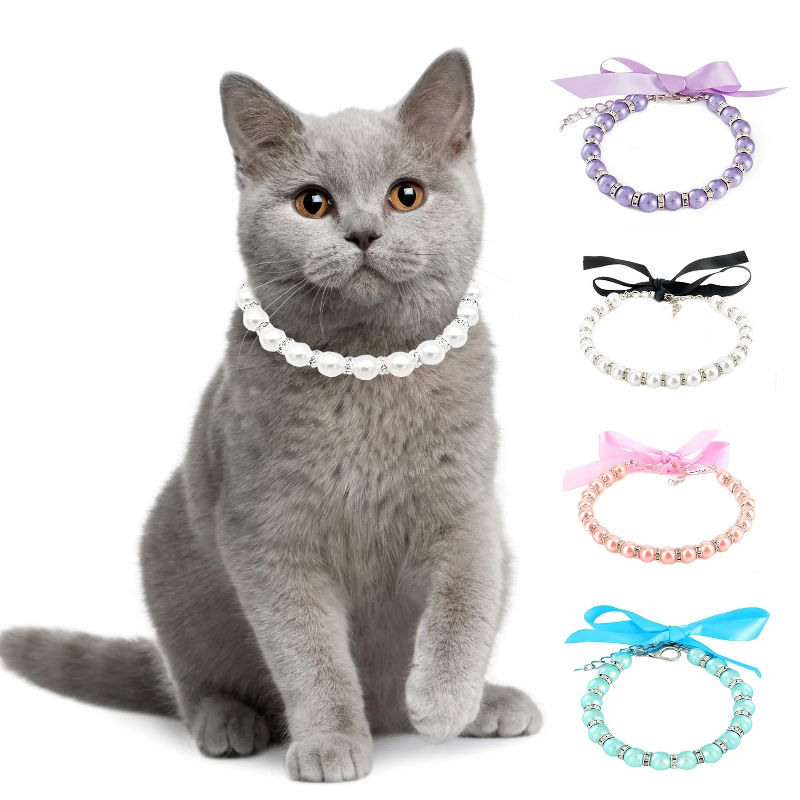 Bling strass collana per cani piccola taglia gatti regolabile con perle fantasia papillon chihuahua York