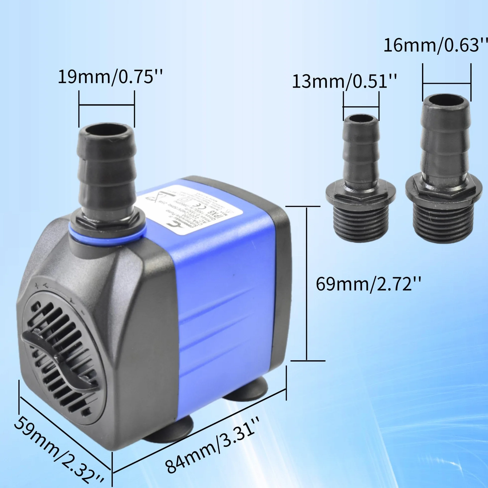 Conquerall 396GPH 1500L/H AC 220V Pompa sommersa 25W Ultra silenziosa per grandi vasche per pesci, cascate, fontane all'aperto e fontane d'acqua per animali domestici