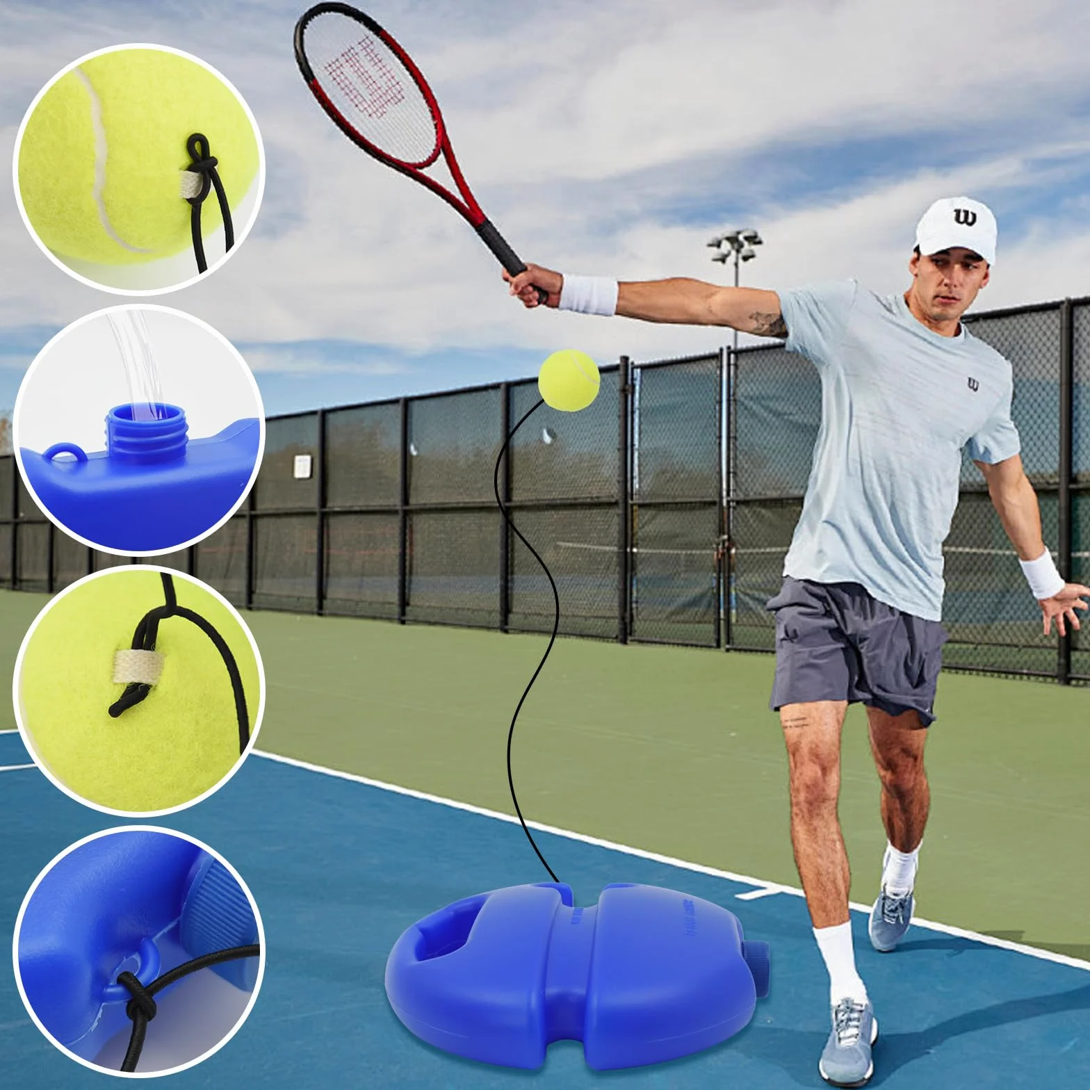 Allenatore Tennis Bambino Principiante Strumento Allenamento Palla Esercizio Auto Studio Rimbalzo Battiscopa