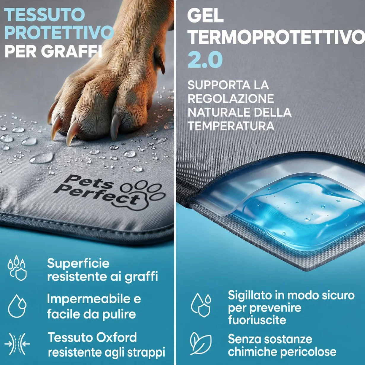 Cooling mat for dogs XL XXL - Tappetino refrigerante cane auto rinfrescante con gel non tossico pieghevole