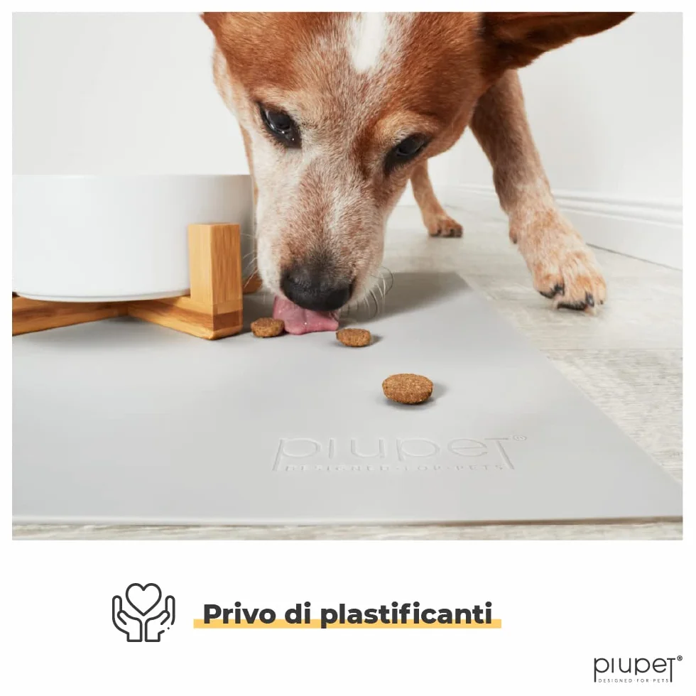 PiuPet® Tappetino per Ciotola Cani e Gatti I 60x40cm I Idrorepellente I Tappetini Sottociotola I Facile da Pulire I Tappetino Silicone Antiscivolo | Tappeto Ciotole Cane | Accessori Gatti