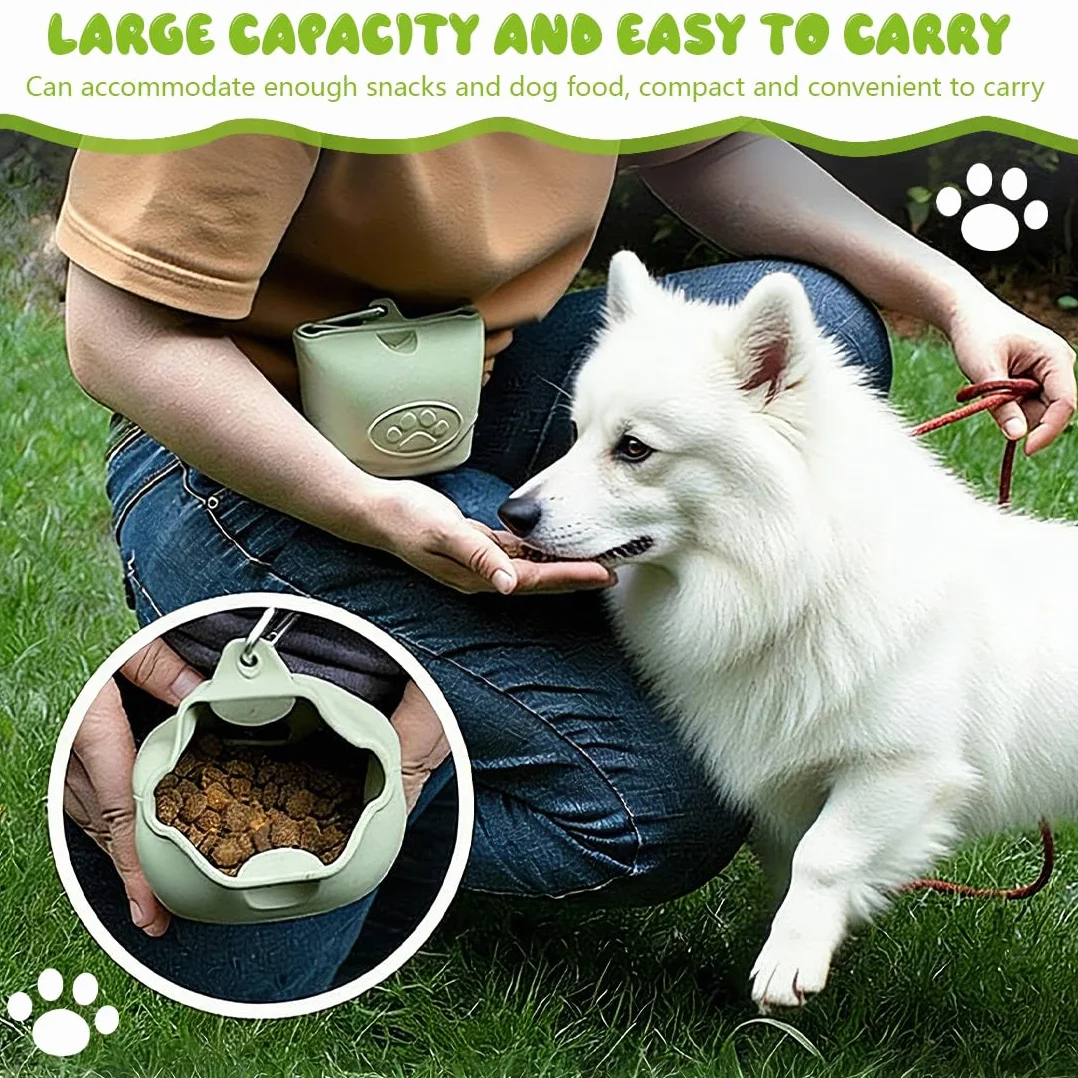 Porta Premietti per Cani, Custodia in Silicone per crocchette per Cani, Contenitore Portatile per l'addestramento Comoda Chiusura con Fibbia Magnetica e Clip in Vita