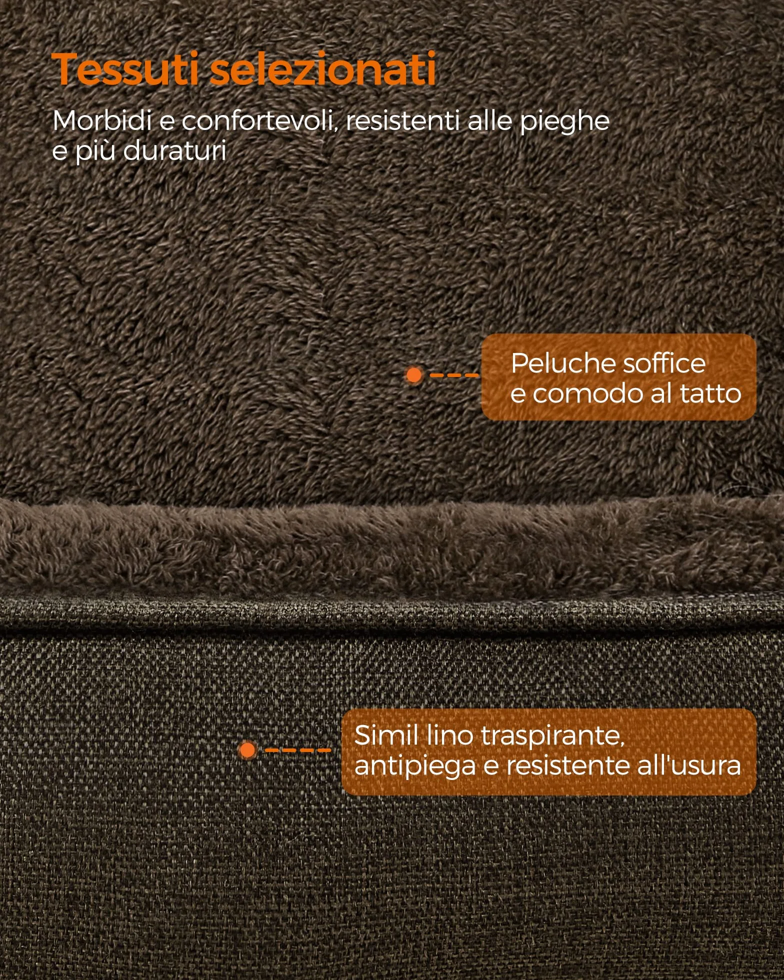 Feandrea Cuccia per Cani Lettino per Animali in Simil Lino Bordi Rialzati Fondo Antiscivolo Copertura Sfoderabile per Lavaggio Taglia M 70 x 55 x 21 cm Marrone PGW10CC