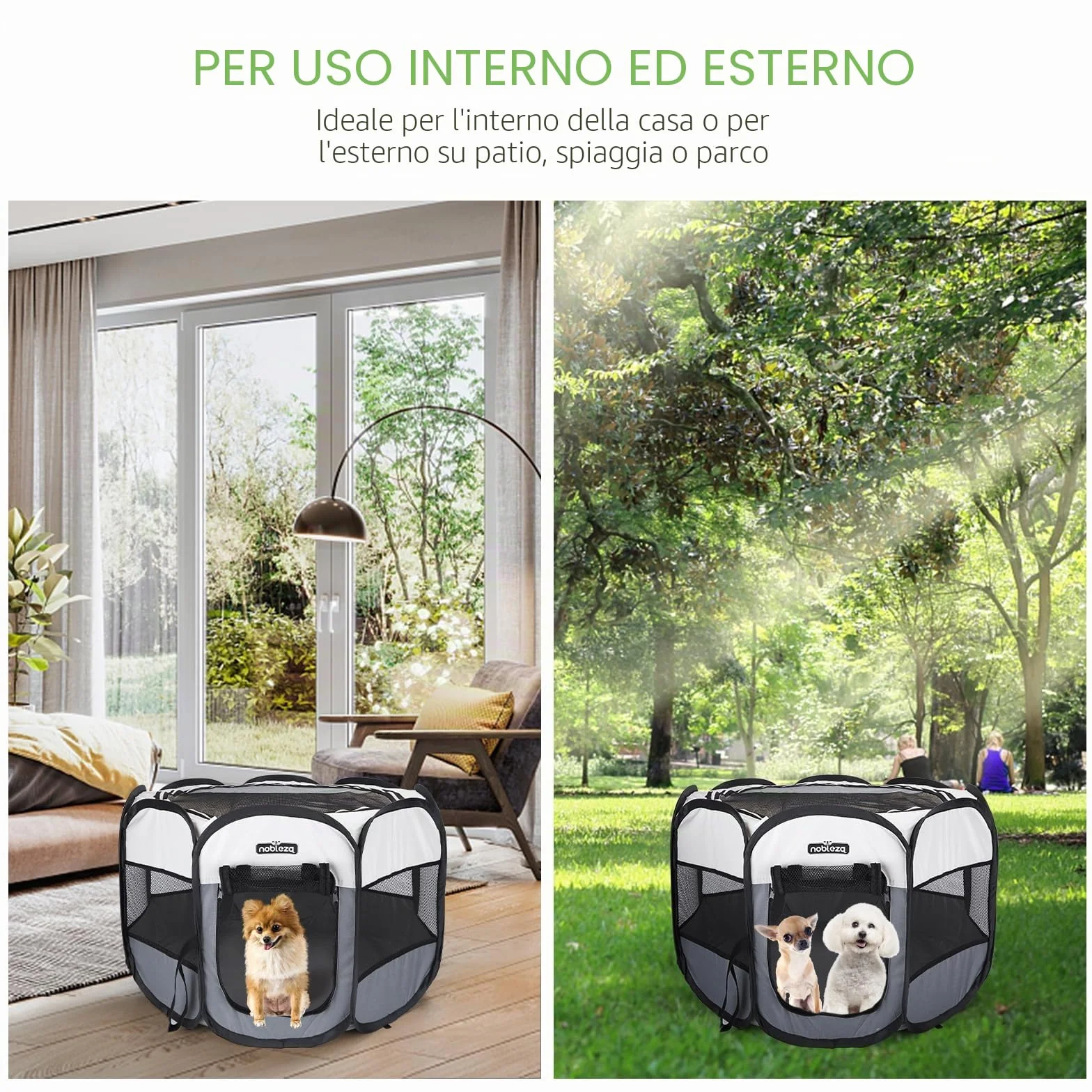 Nobleza Recinto per Cani Pieghevole in Tessuto Oxford Impermeabile 92x92x58cm per Animali Domestici
