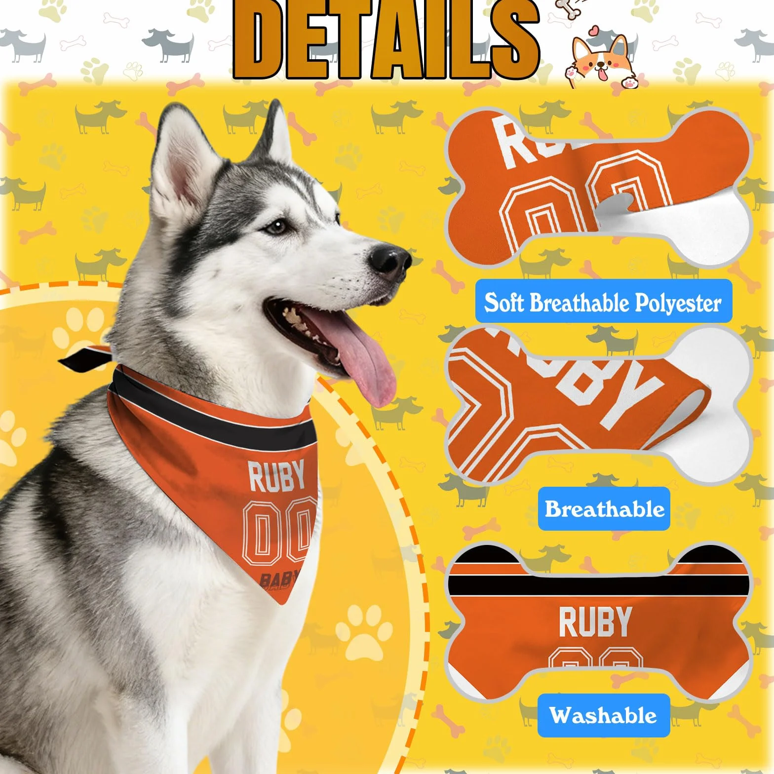 Bandana personalizzata per cani con logo – Sciarpa triangolare e bavaglino su misura per animali domestici
