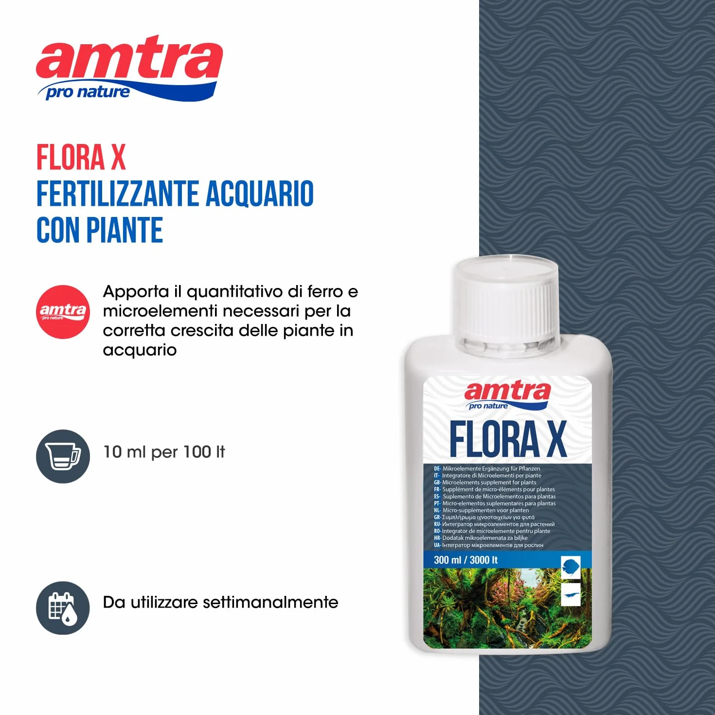 Amtra Flora X Integratore Ferro microelementi acquari Fertilizzante piante 300 ml