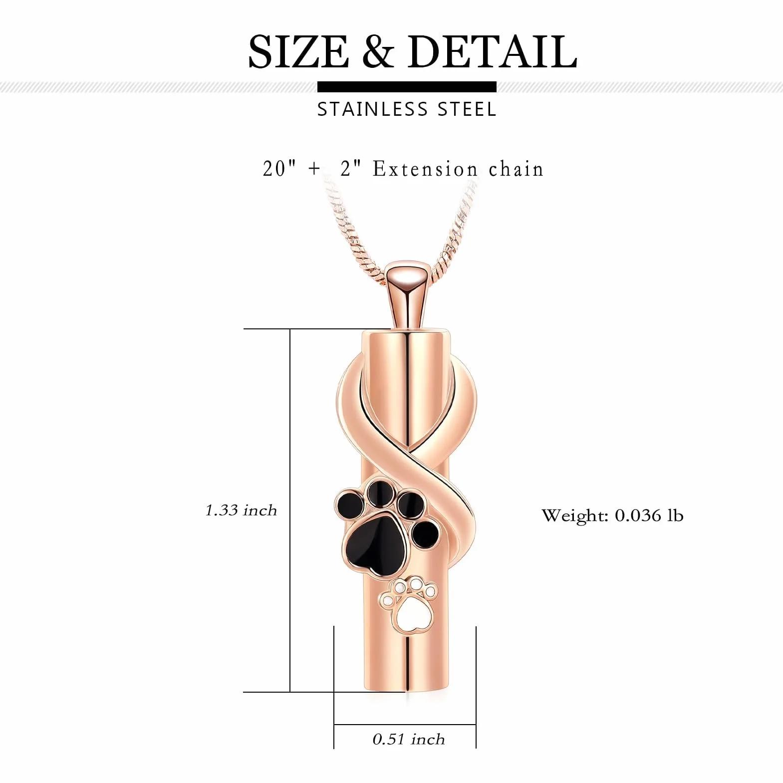 Urna collana per cenere per cane/gatto animali domestici zampa pressione cilindro ciondolo cenere gioielli ricordo animale domestico urna gioielli cremazione gioielli gioielli
