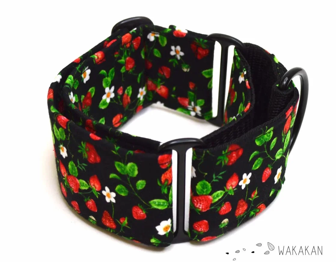 Wakakán Collare per cani martingale Strawberry Field fatto a mano Spagna