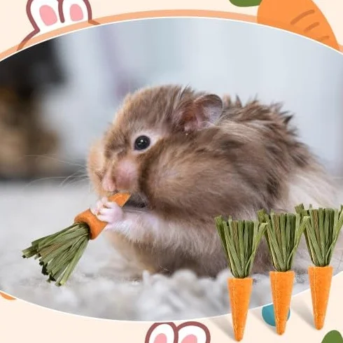Crocchette da masticare per conigli - Biscotti all'erba alfalfa e carota per piccoli animali domestici - Snack di fieno di fleolo per conigli, porcellini d'India e criceti - Giocattoli da mas