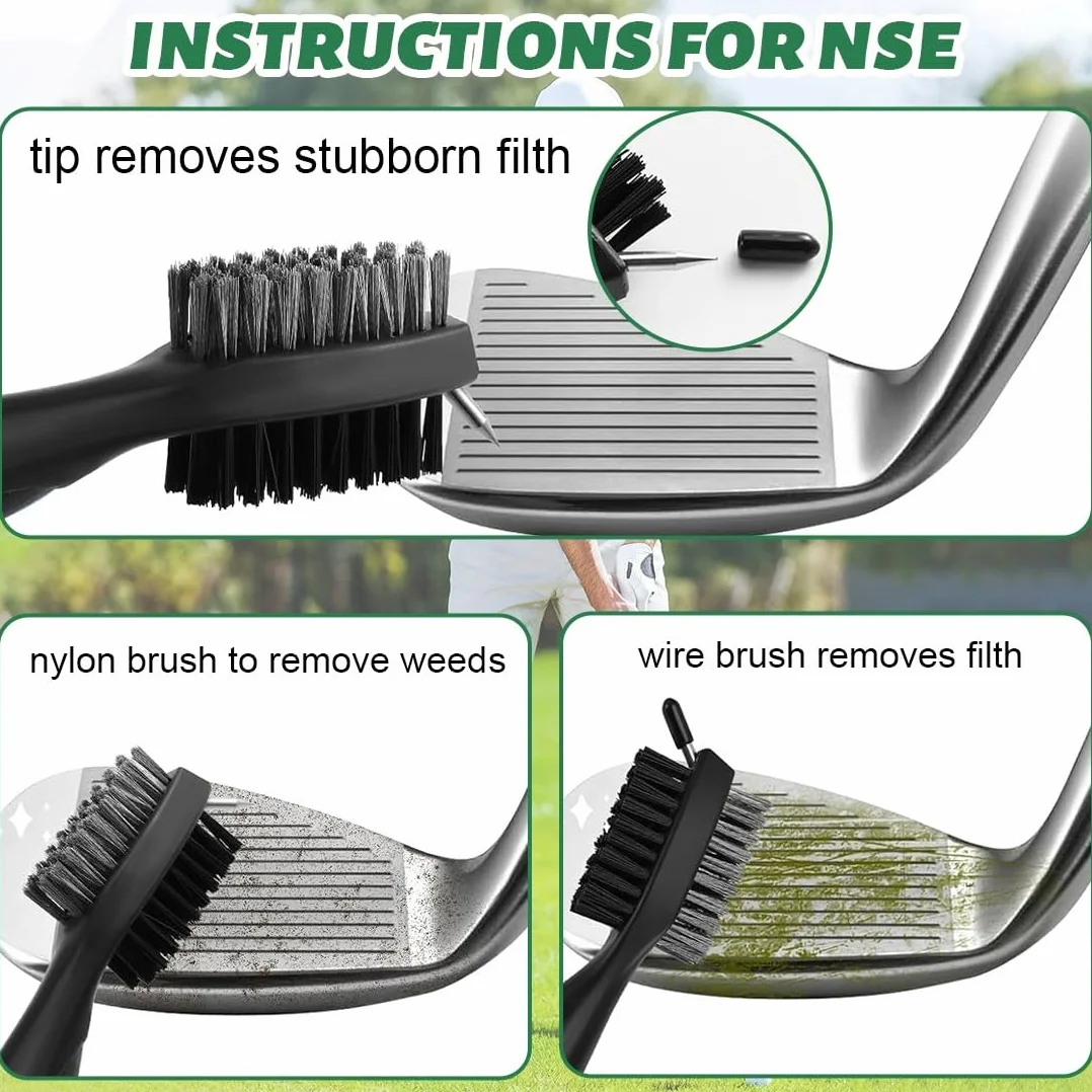 JEYORZY 2 in 1 Spazzola da Golf per Mazze con Setole Retrattili per Pulizia Scanalature