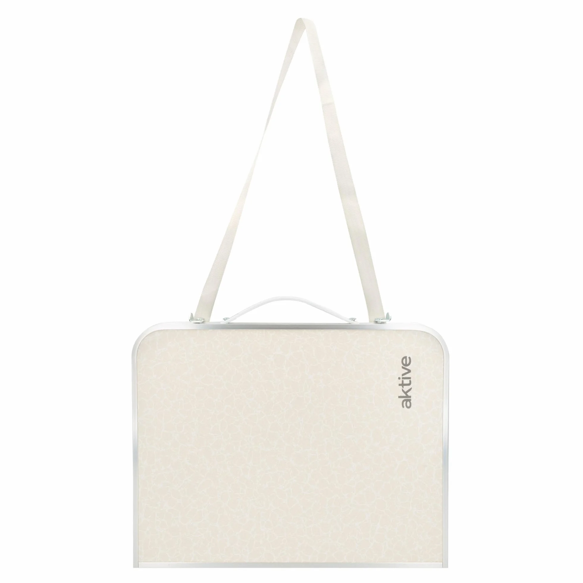 AKTIVE Tavolo da spiaggia pieghevole 60x40x25 cm crema metallo legno campeggio