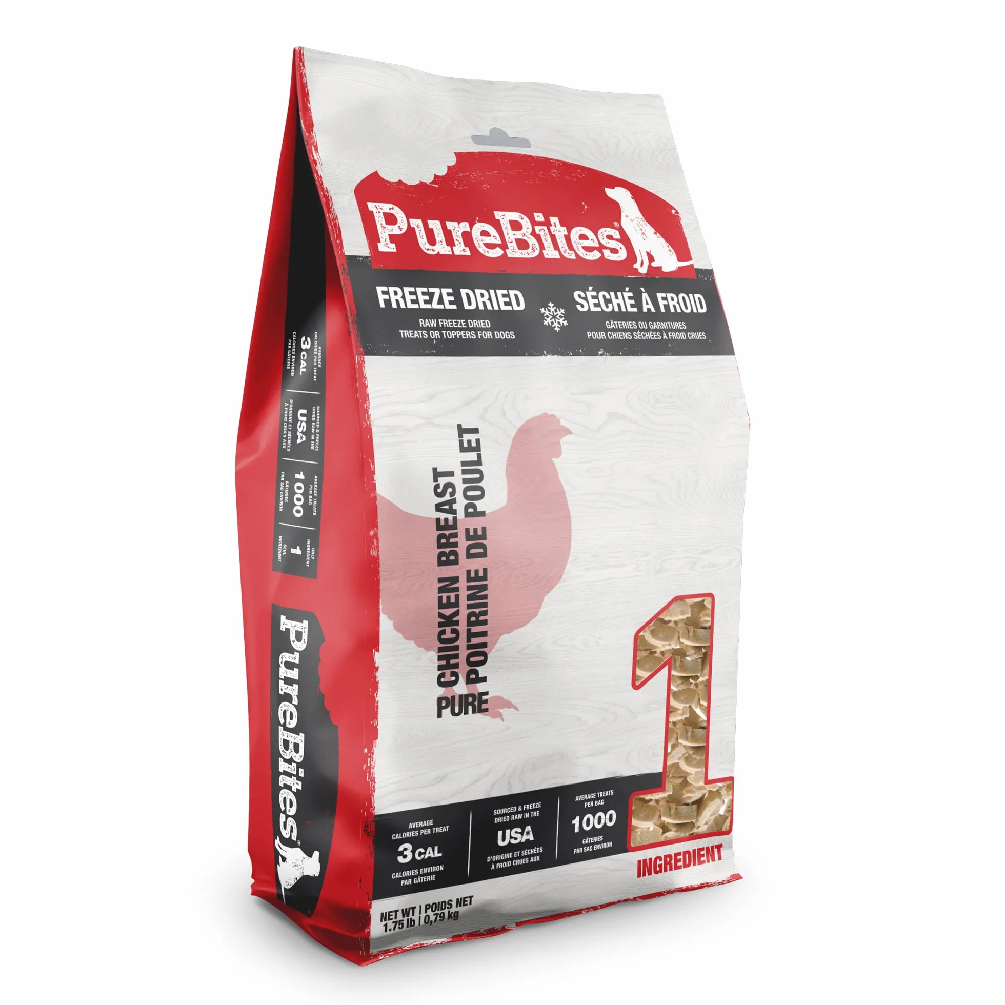 PureBites Dolcetti per cani liofilizzati al pollo, 1 ingrediente, prodotti negli Stati Uniti, 783,8 g