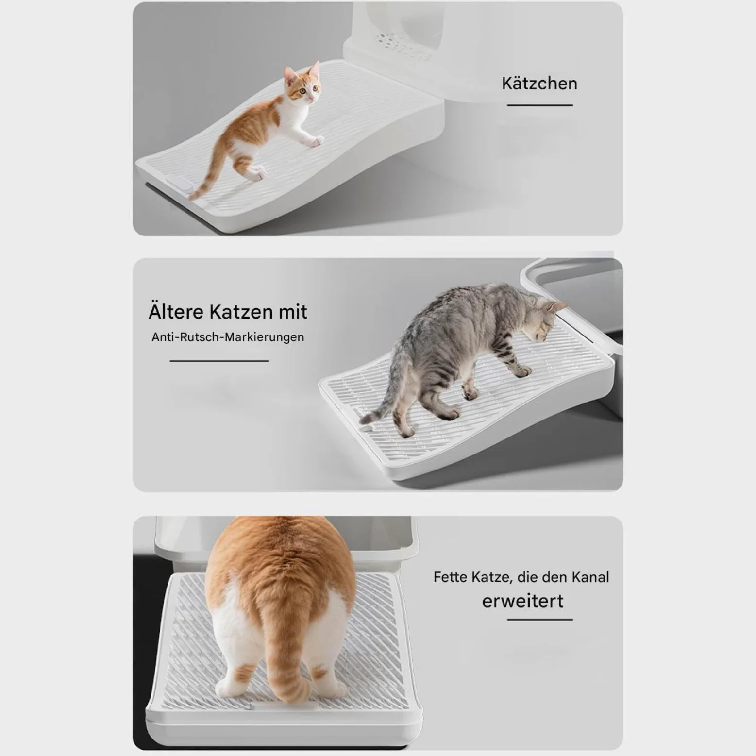 Rampa per lettiera per gatti, gradino regolabile in altezza, funzione di | cattura con design compatto, accessorio professionale per animali domestici per balcone, terrazza, attrezzatura moderna con