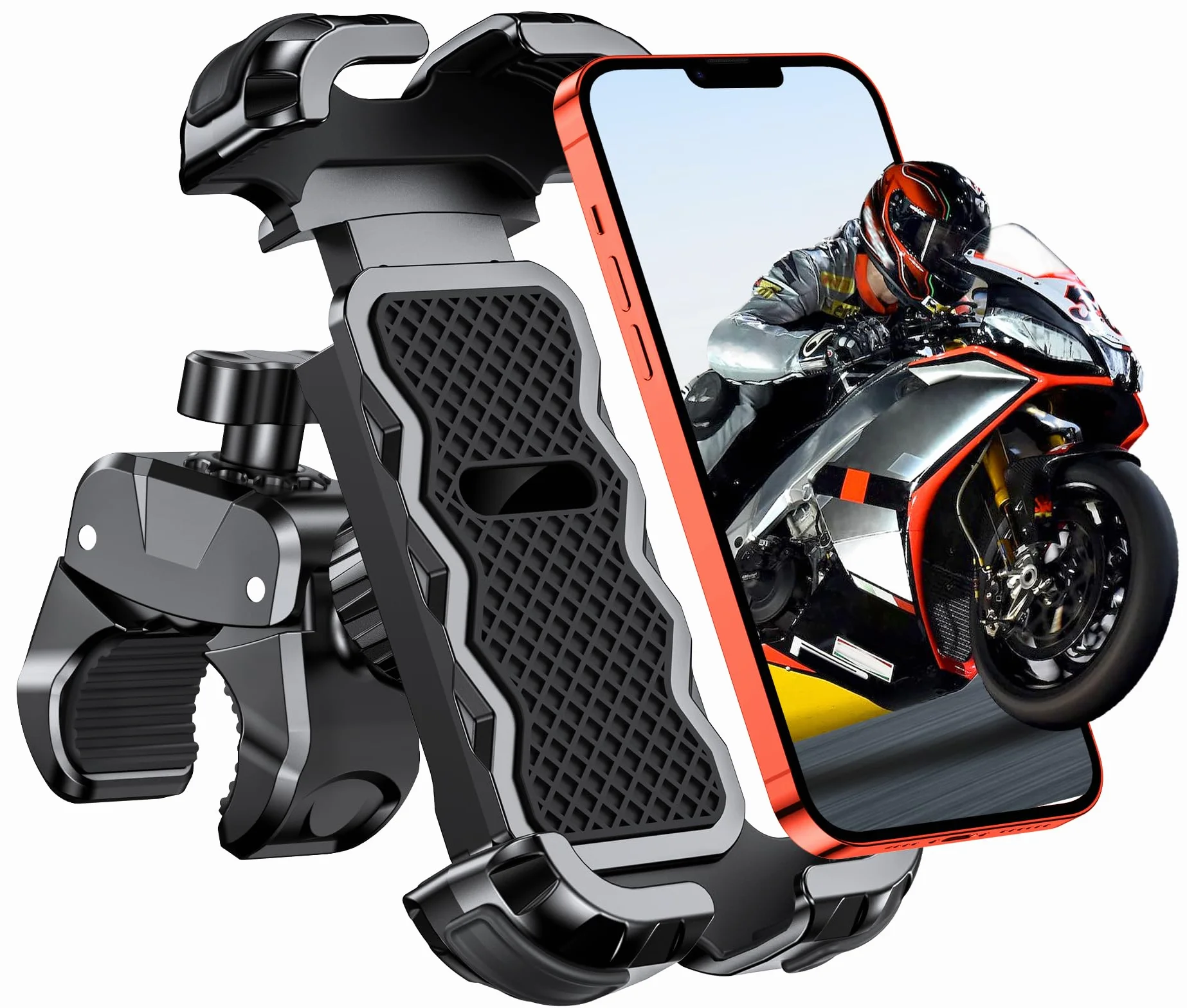 Babacom Porta Cellulare Moto, [Ultra Stabile & 1S Blocco Rapido] Porta Cellulare Bici per Universale Manubrio, 360° Rotabile Supporto Telefono Moto Compatibile con iPhone/Galaxy 4.7"-6.8" Smartphone