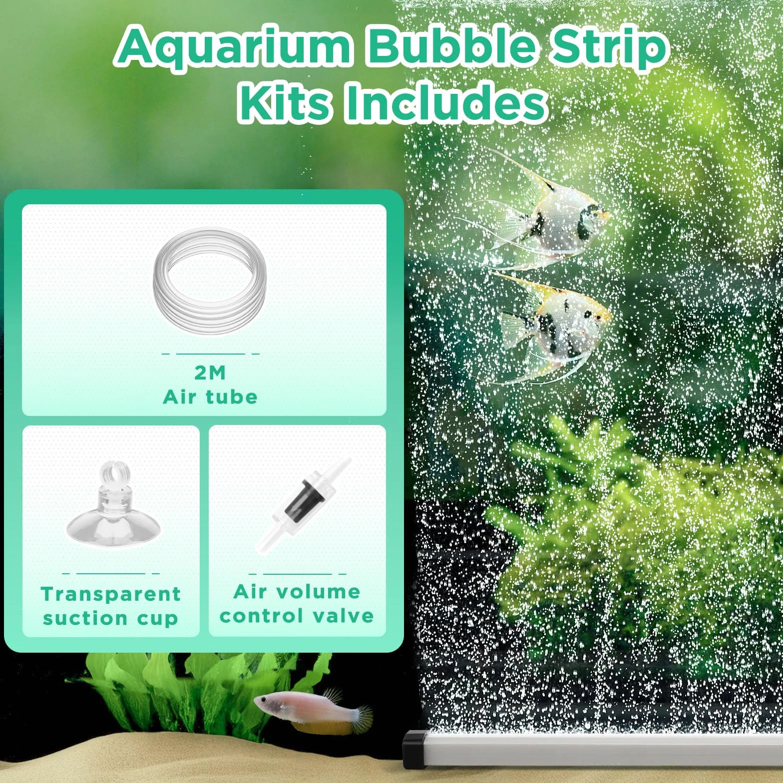 hygger Diffusore Aria per Acquario, Pietra ad Aria per Acquario, d'Aria Air Stone Bubble Fish Tank Diffusore Ossigeno Acquario with Air Tubing for Freshwater Saltwater (35cm)