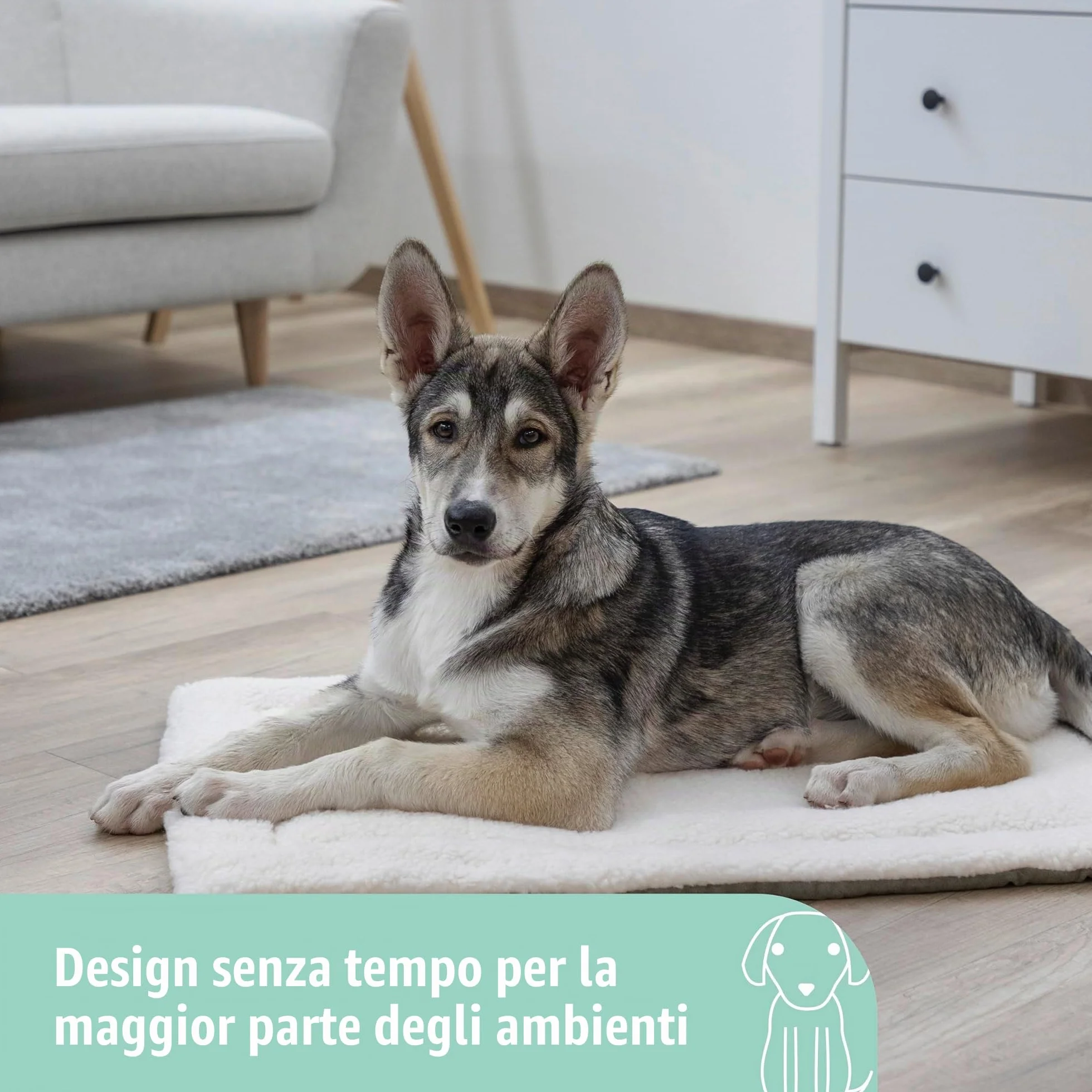 Kerbl Pet cuscino Cleo, grigio/bianco, 43x23x3 cm, cuccia, sdraio, cuscino, poliestere, per cani