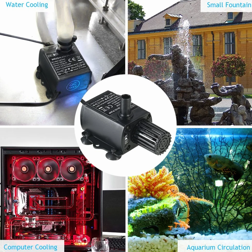 Decdeal USB DC5V 2.4W/4.8W Ultra-silenzioso Pompa Acqua Brushless Impermeabile Sommerso Acquario Circolante