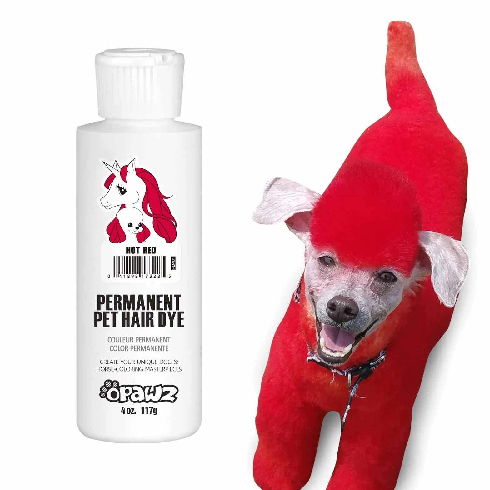 Opawz Permanente Tintura per Cani, Saloni Utilizzata Sicuro per Un Decennio Colorante per Cani, Tintura per Animali Dura Oltre 20 Lavaggi per Cani e Cavalli (Caldo Rosso)