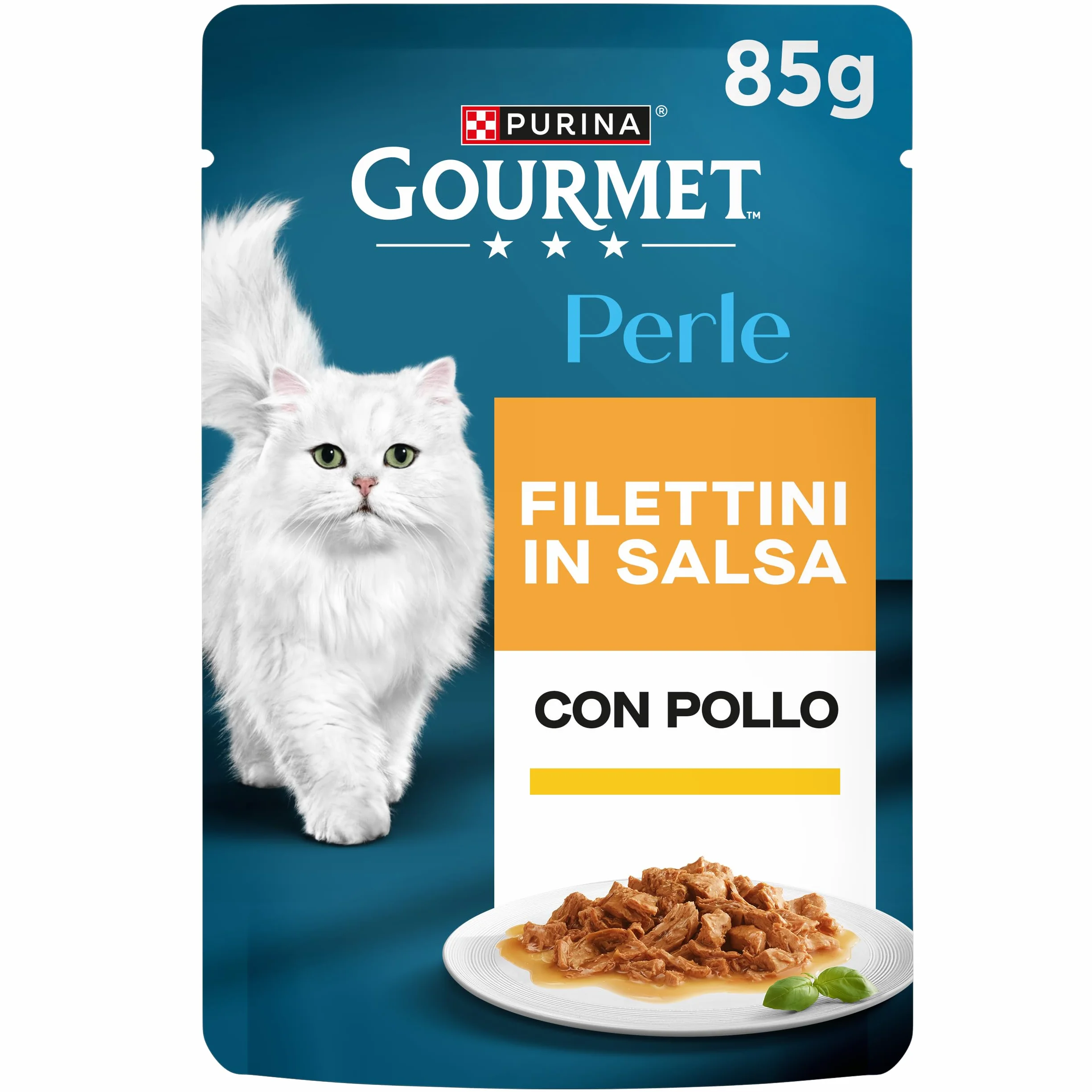 Purina Gourmet Perle Filettini in Salsa Cibo Umido per Gatti con Pollo, 26 Buste da 85g