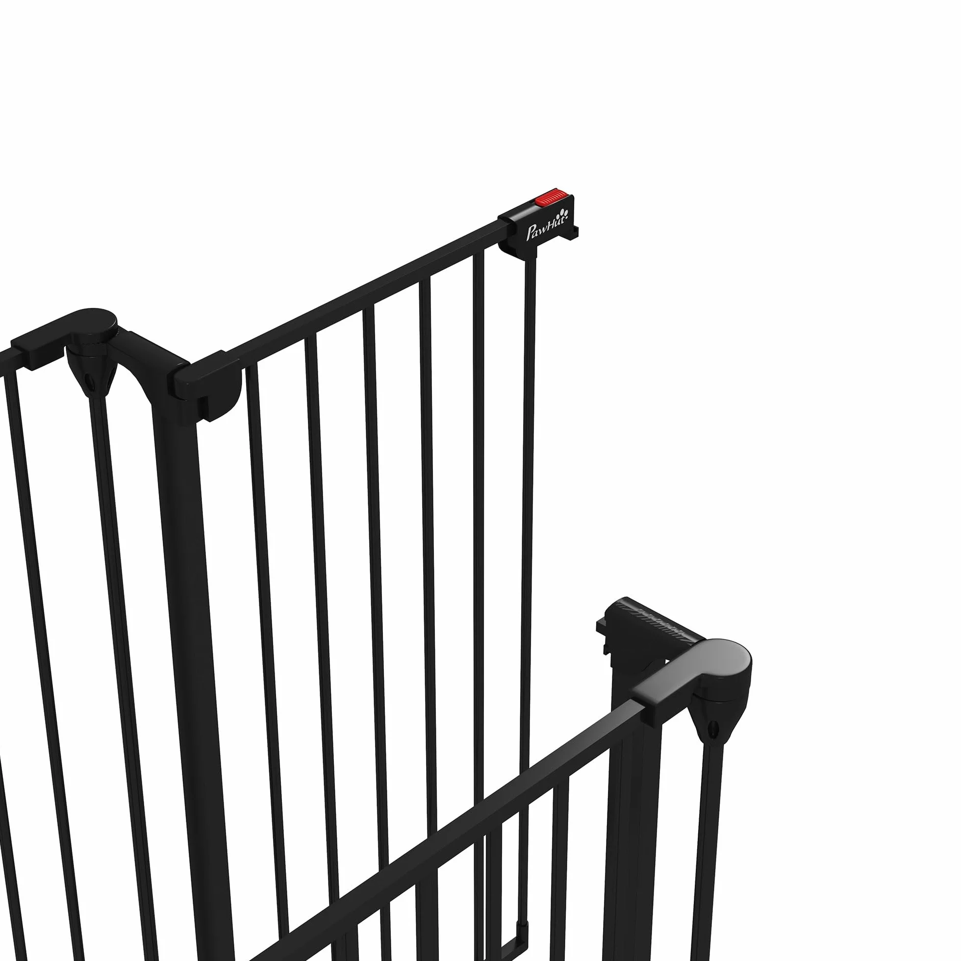 PawHut Cancelletto per Cani 90A cm 3 Pannelli Pieghevoli con Doppio Sistema di Blocco, Acciaio e Plastica, 206x90cm, Nero