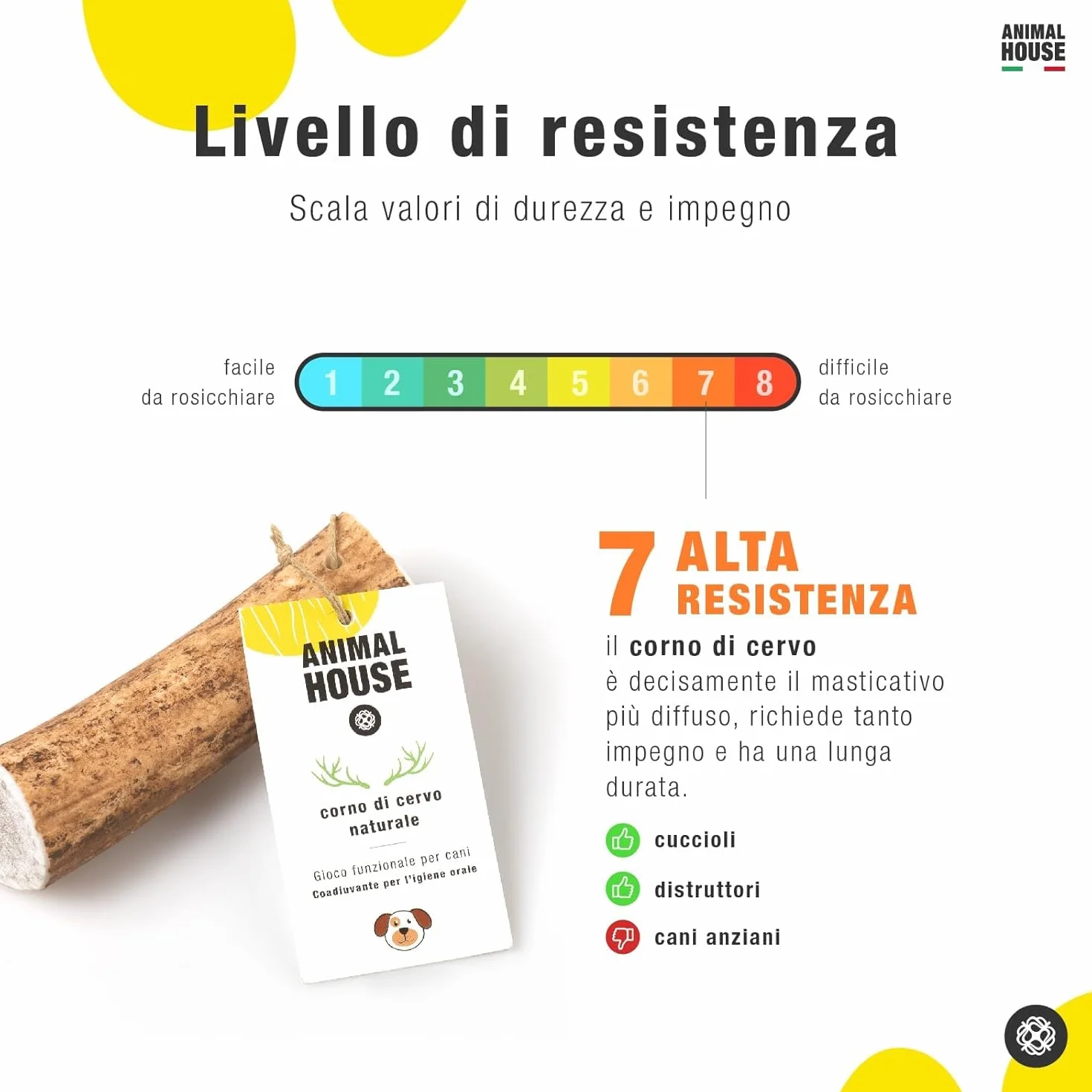 Corna di Cervo Premium per Cani Sezionate 100% Naturali Resistenti XS