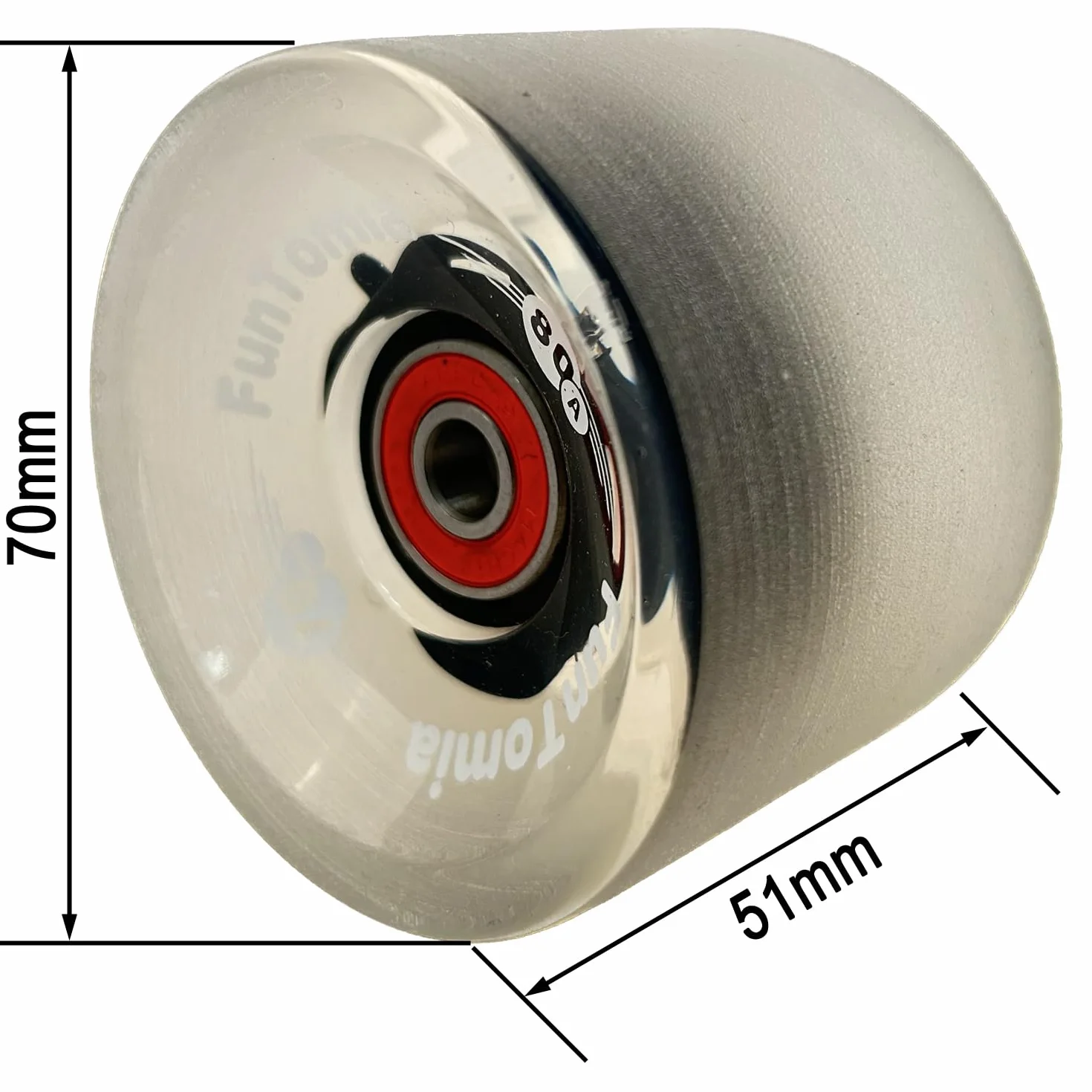 FunTomia 4 Pezzi Ruote Longboard 70x51mm 80A con Cuscinetti a Sfera e T-Tool