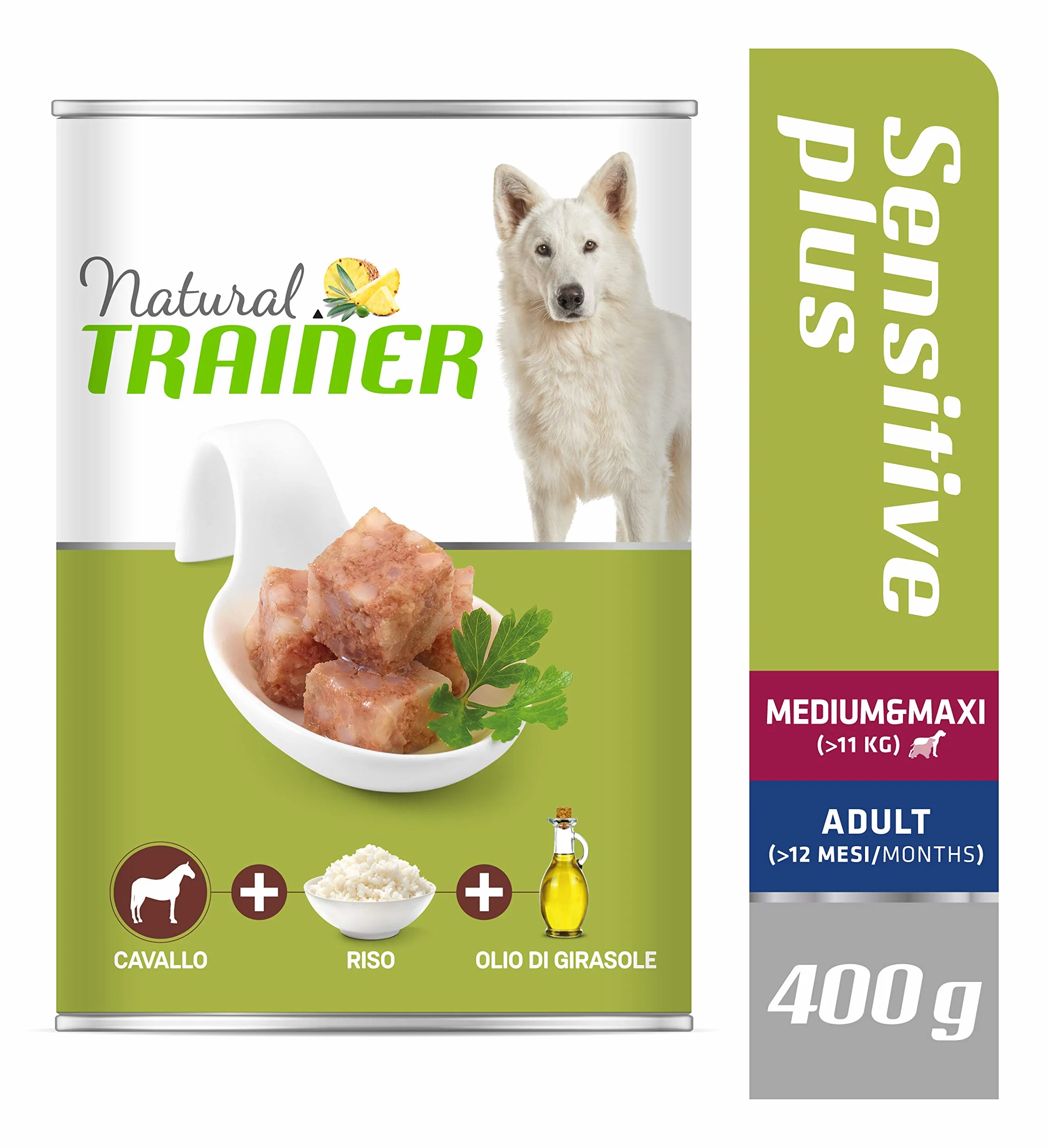 Natural Trainer Sensitive Plus Mangime umido per Cani Adulti con Cavallo - 12 x 400gr - 4,8kg