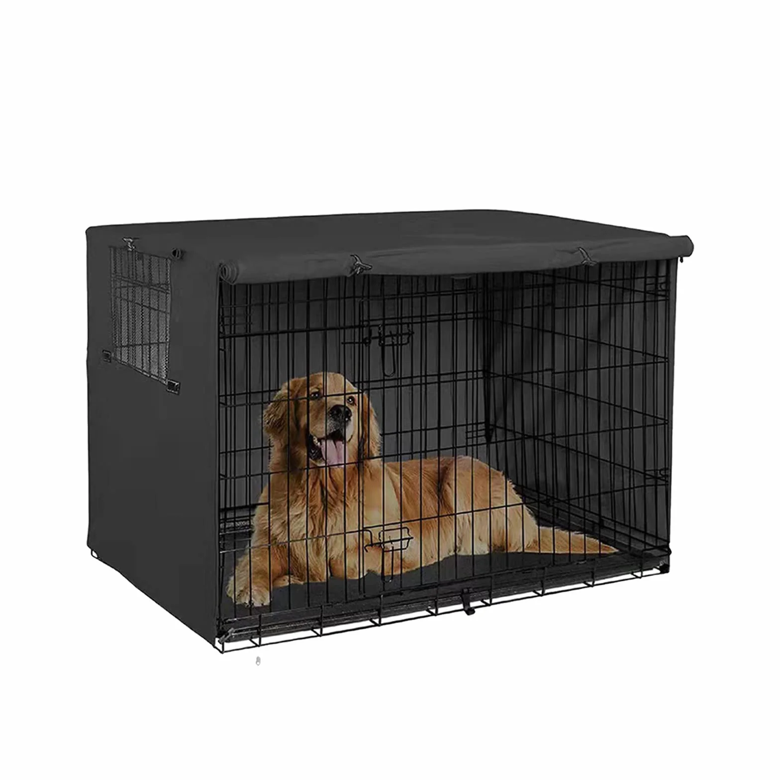 Copertura per gabbia per cani, copertura per gabbie per cani, resistente all'acqua, antivento, con doppia porta, per interni ed esterni (nero M)