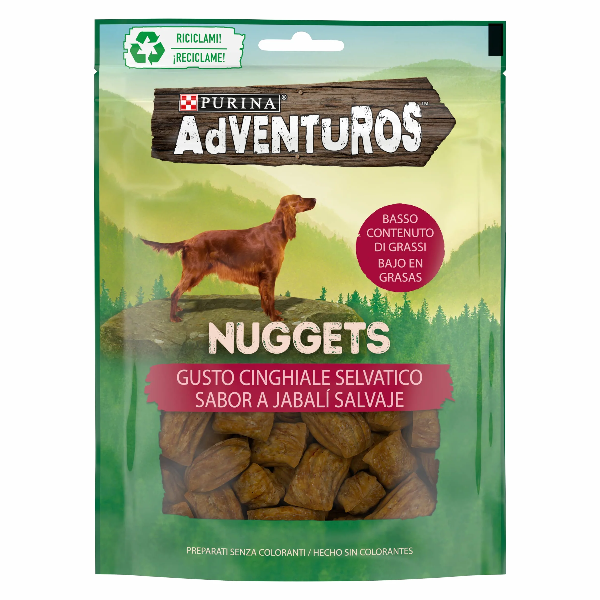 Purina Adventuros Snack Cane Nuggets al Gusto Cinghiale - 6 Buste da 90 g Ciascuna