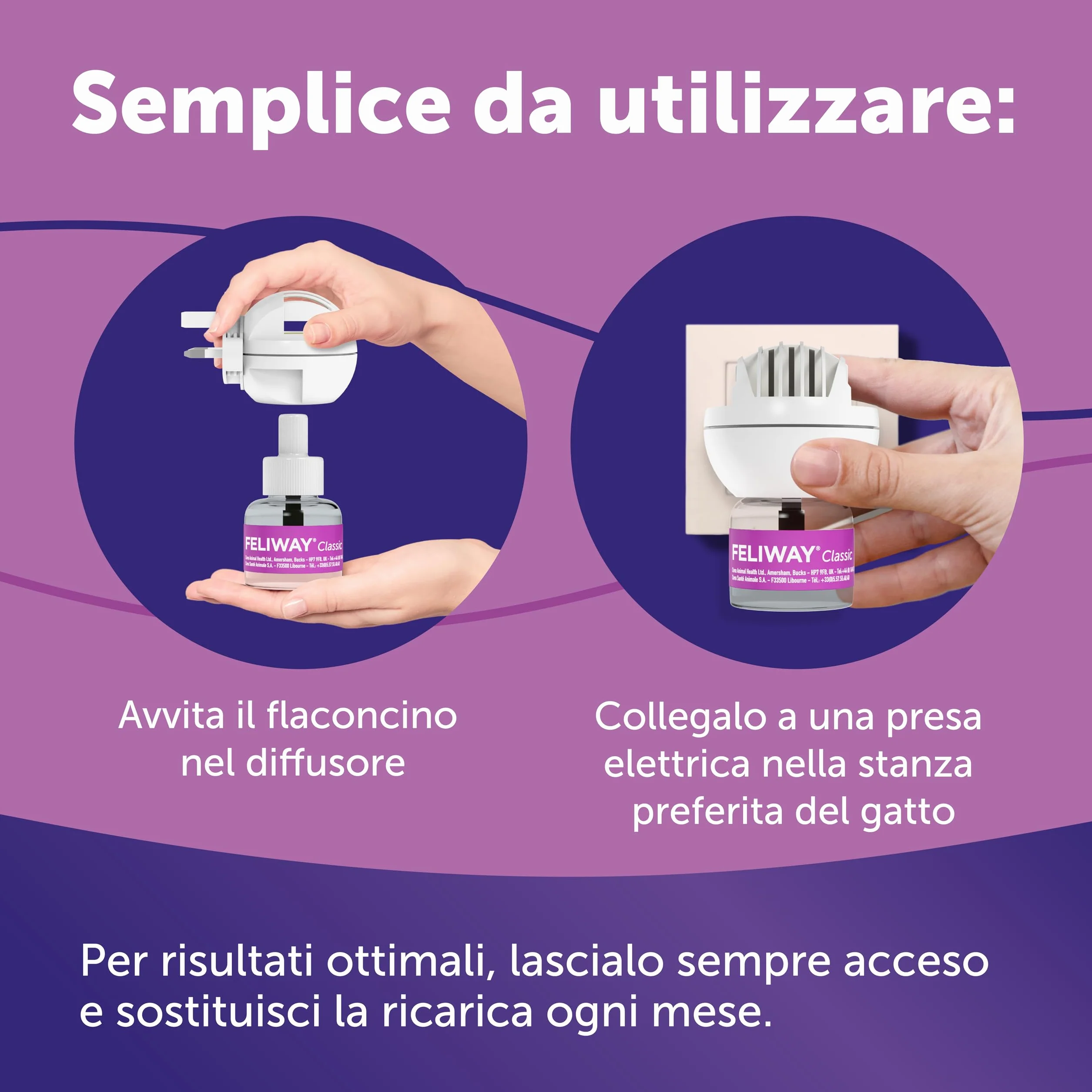 FELIWAY Classic Starter Kit Diffusore di Feromoni Calmanti per Gatti, 48 ml – Aiuta a risolvere i segni comuni di stress nei gatti e gattini, Raccomandato dai Veterinari, Clinicamente Testato