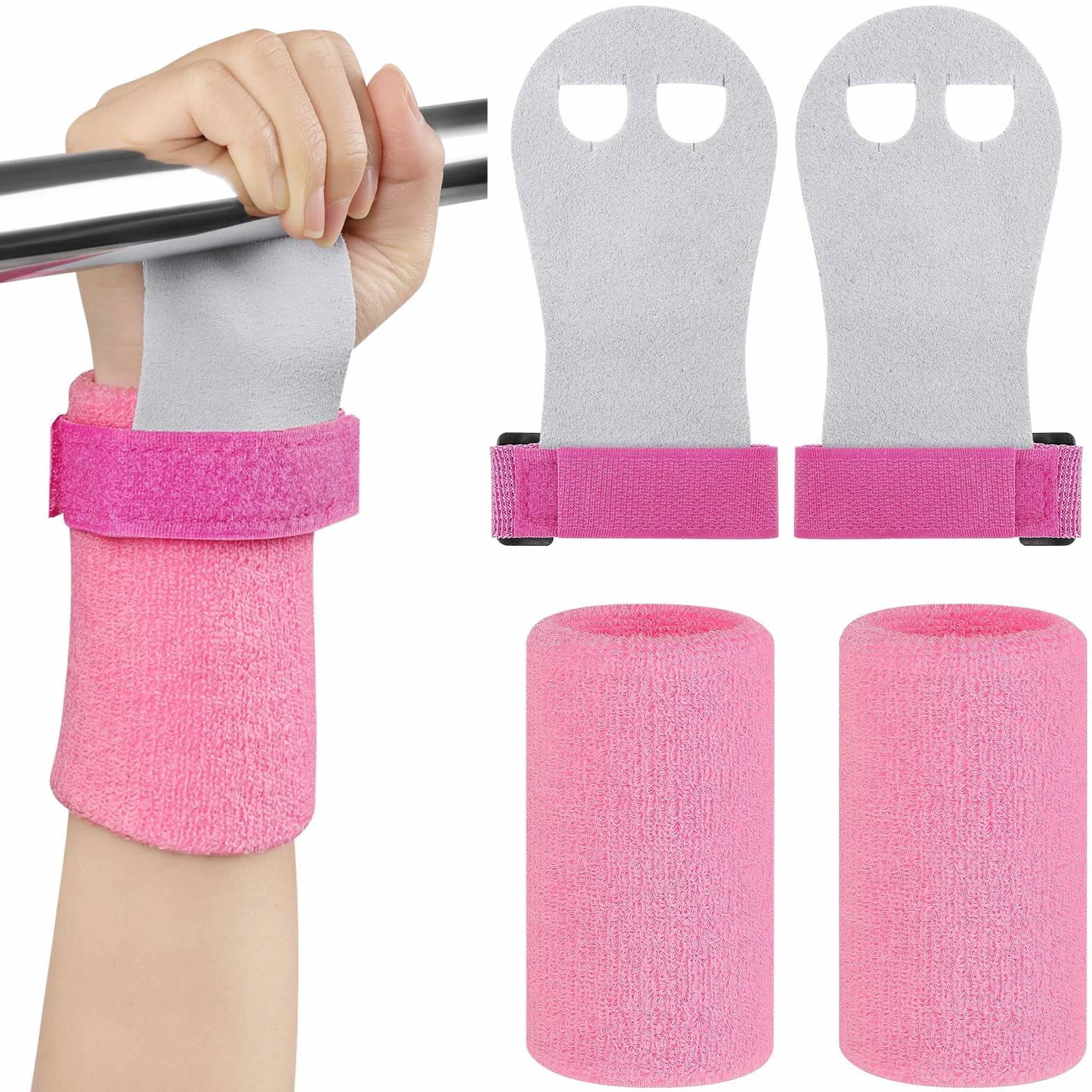 DiULi Set di 2 Impugnature da Ginnastica per Ragazze e Ragazzi, Protezione per i Palmi e Supporto per Il Polso, Accessori Sportivi per Allenamento ed Esercizio dei Bambini, S/M