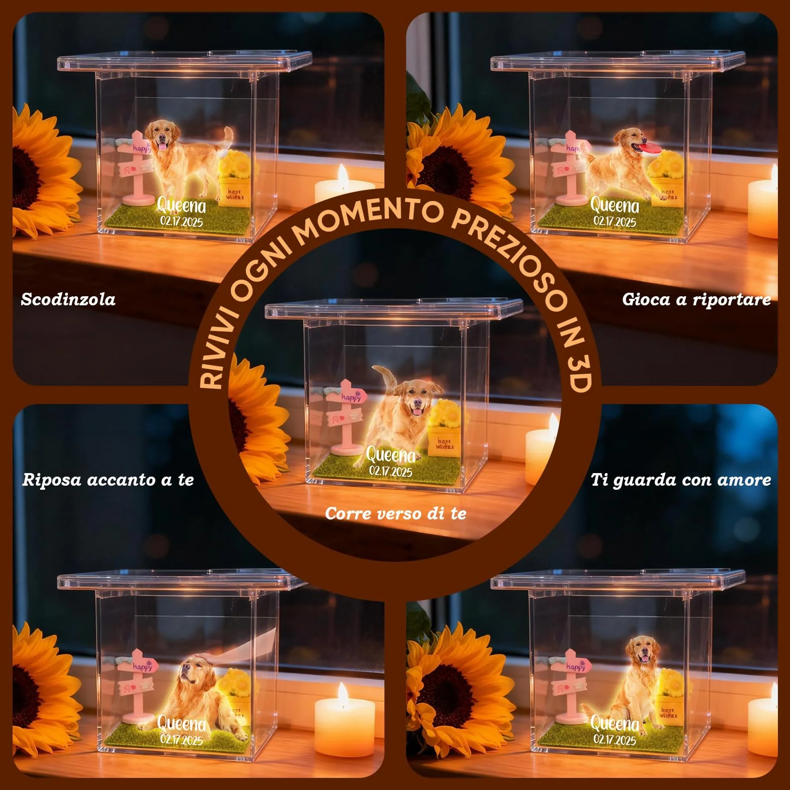 Scatola Commemorativa Olografica per Animali Domestici Cornice con Foto Personalizzata Casetta Digitale Olografica per Animali Domestici Fai Da Te Regalo Personalizzato per Amanti di Cani o Gatti