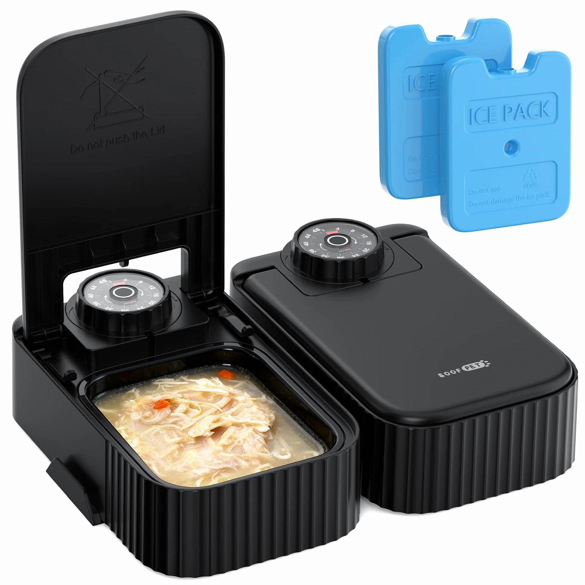 Distributore Automatico Cibo Gatti Umido: Dispenser Crocchette Gatto con Timer di 48 Ore - Dosatore Crocchette per Gatti senza Fili con 1 AA Batteria - Pasti Fino a 350g Ciascuno - Nero