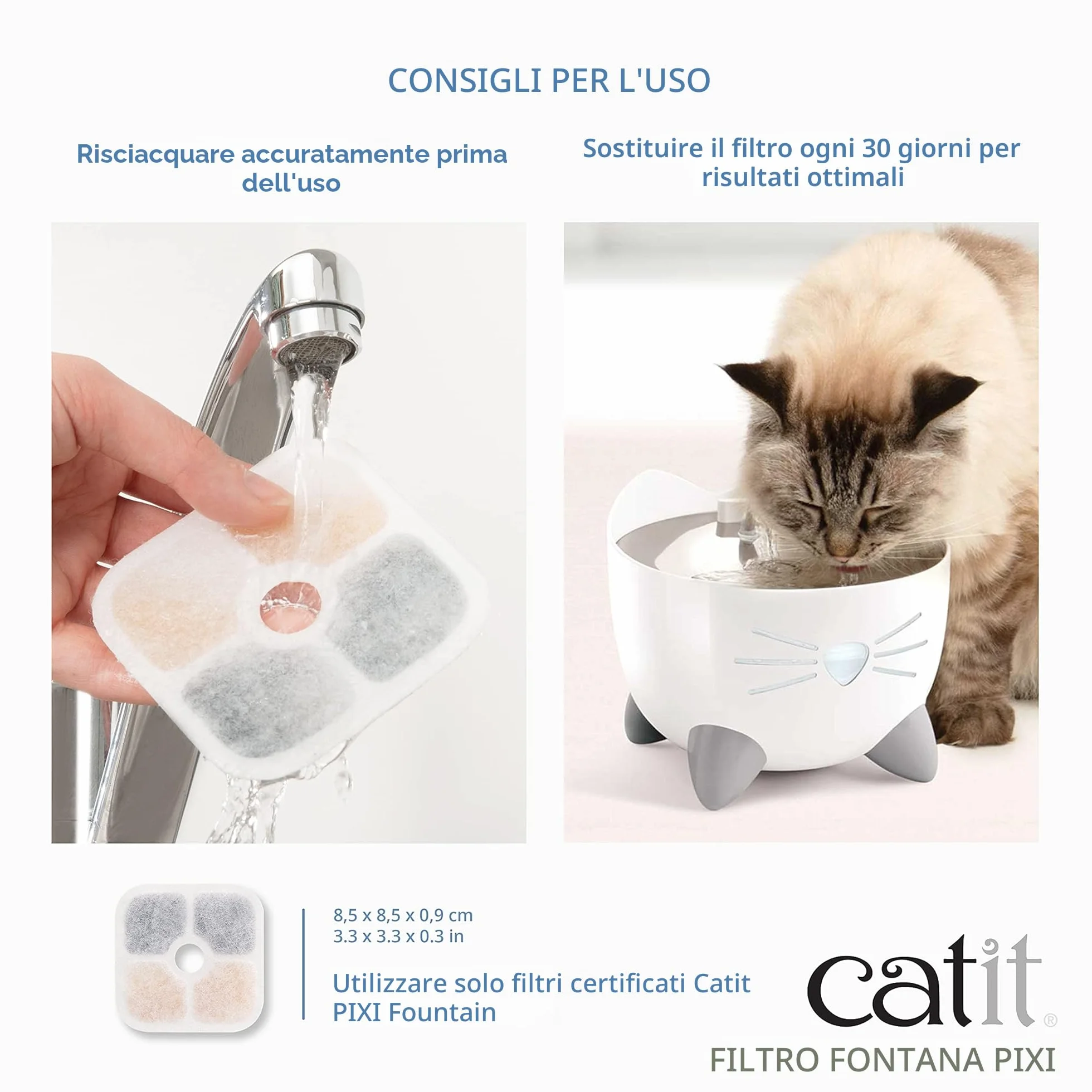 Catit Pixi - Filtro di ricambio per fontana Catit Pixi, confezione da 6