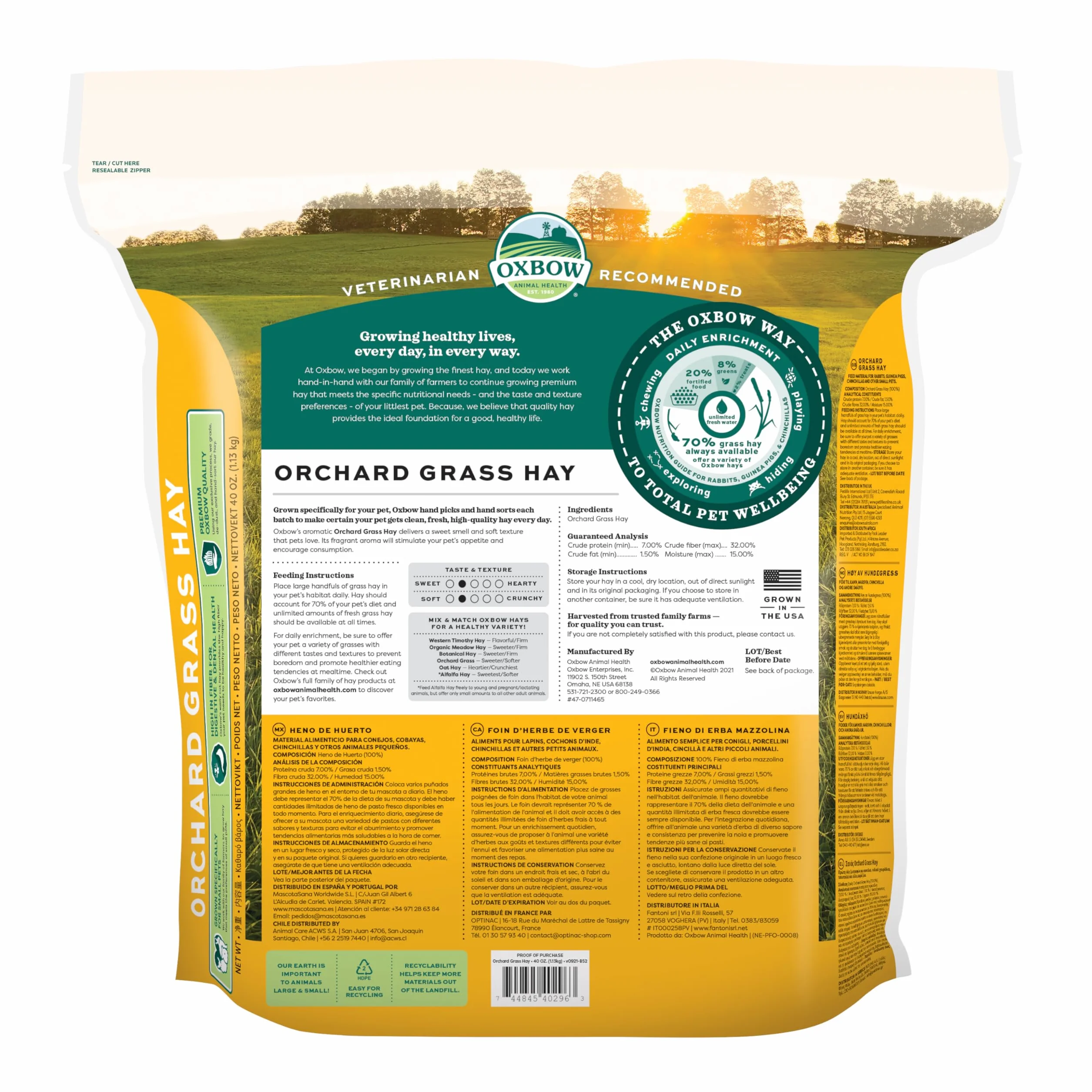Oxbow Orchard Grass - Fieno per piccoli animali, 1130 gr