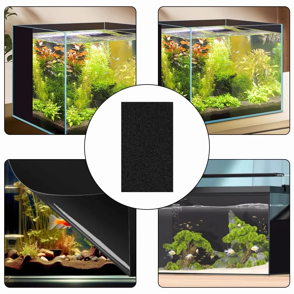 Sfondo statico per acquario, nero, 30 x 200 cm, per acquario, decorazione per acquari