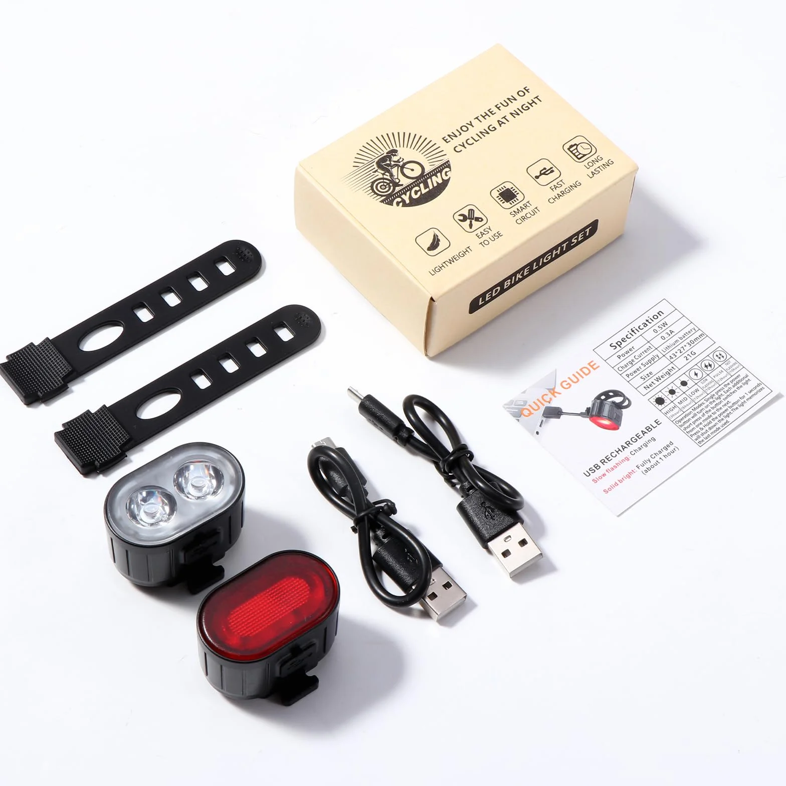 Oderra Luci Bicicletta Led, Ricaricabile USB & Impermeabili IPX5 Luci LED Bici, Lunga Durata Della Batteria, 4+6 Modalità Ultra Luminose Luce Bici Anteriori e Posteriori